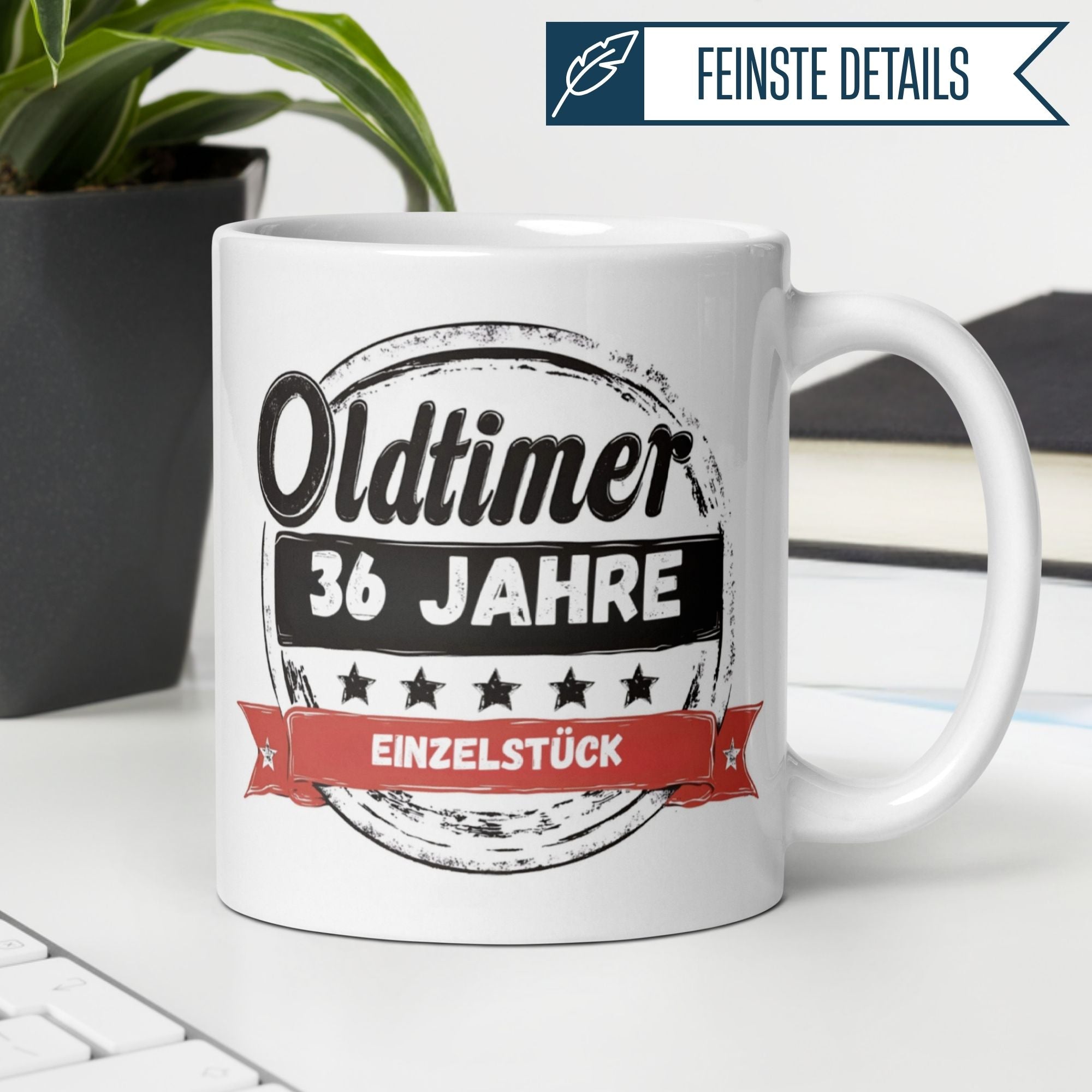 Momentals® Tasse 36. Geburtstag | Vintage & Spruch | Oldtimer 36 Jahre - Einzelstück • Momentals