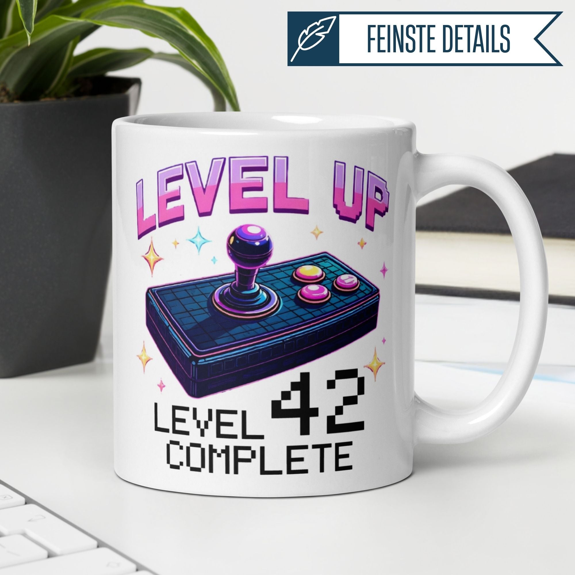 Momentals® Tasse 42. Geburtstag | Gamer & Spruch | Level UP - Level 42 Completed • Momentals