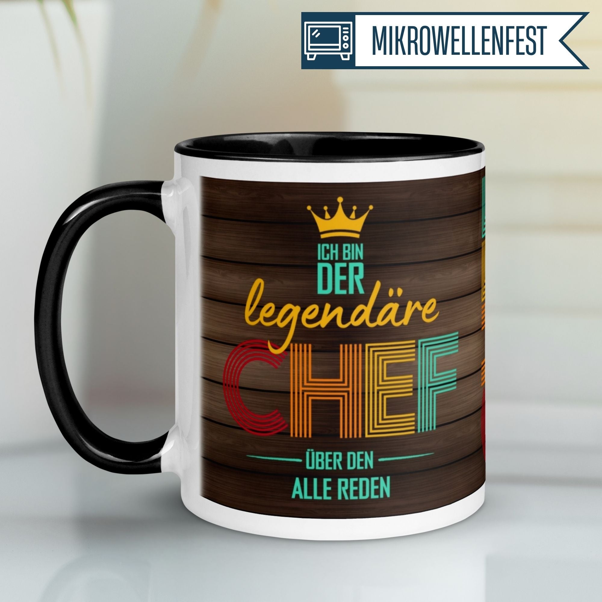 Momentals® Tasse Chef mit buntem Spruch für den legendären Chef, perfektes Geschenk fürs Büro.