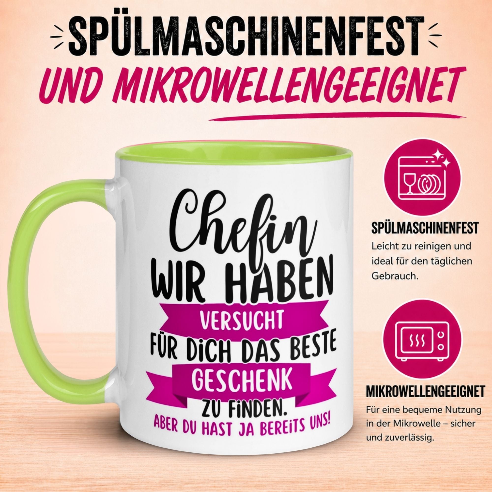 Tasse Chefin – „Wir haben es wirklich versucht“ – Geschenk Becher Chefin