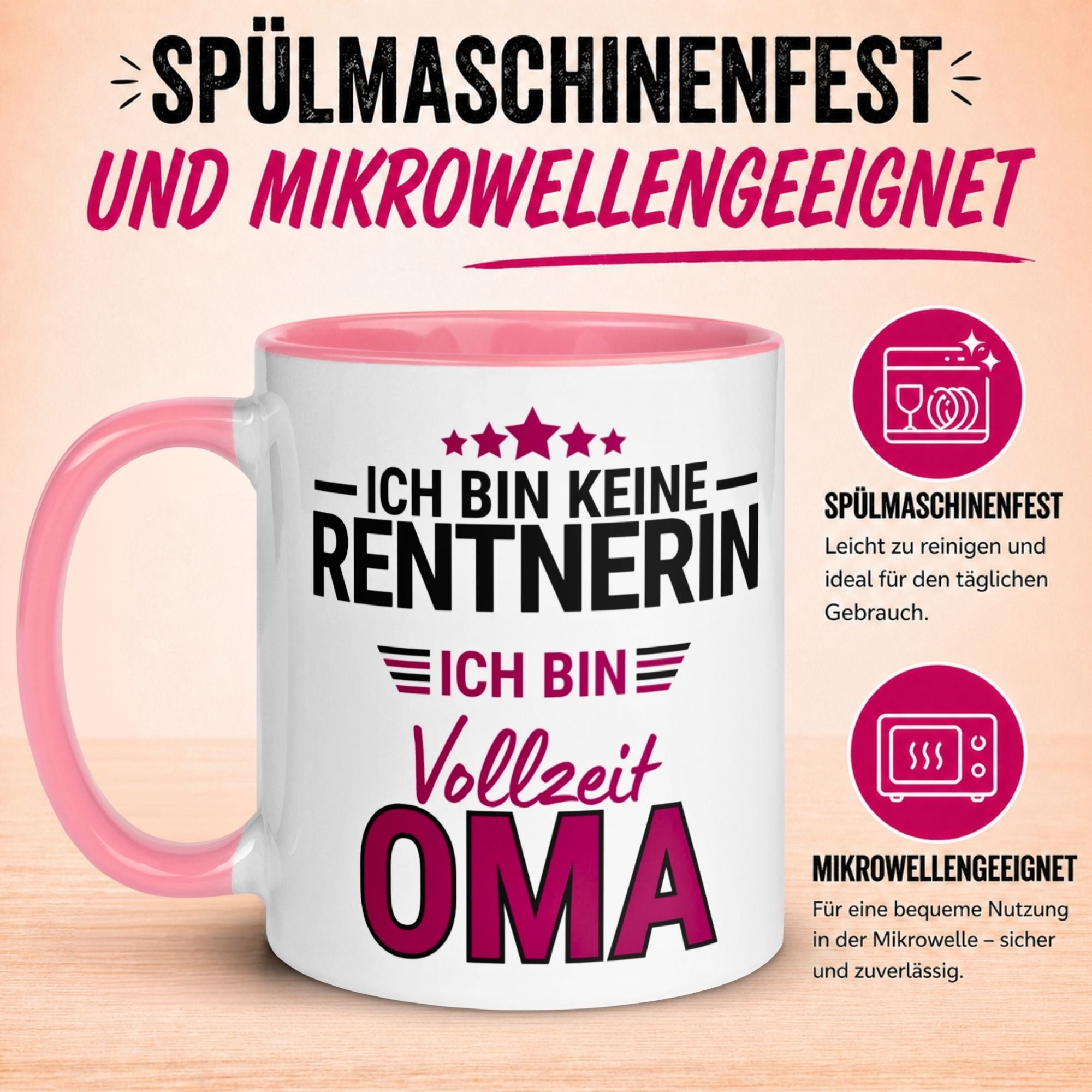 Tasse Rentnerin – „Ich bin keine Rentnerin ich bin Vollzeit Oma“ – Geschenk Rente Frau