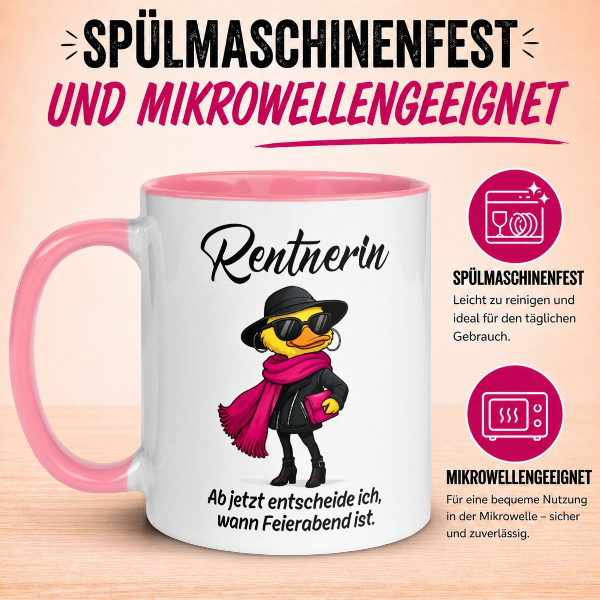 Tasse Rentnerin – „Ab jetzt entscheide ich wann Feierabend ist“ – Geschenk Rente Frau