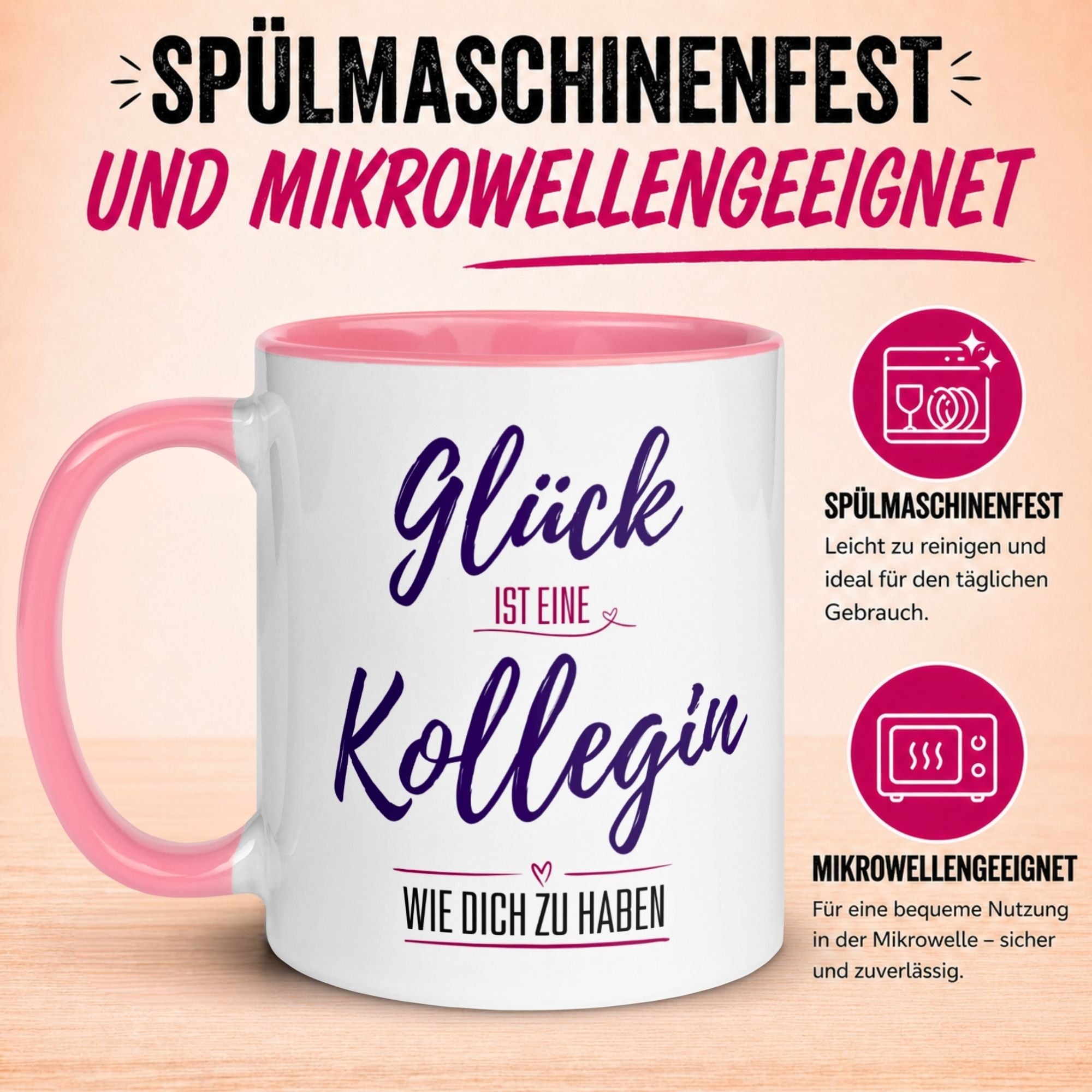 Tasse Kollegin – „Glück ist eine Kollegin wie Dich zu haben“ – Geschenk Beste Arbeitskollegin