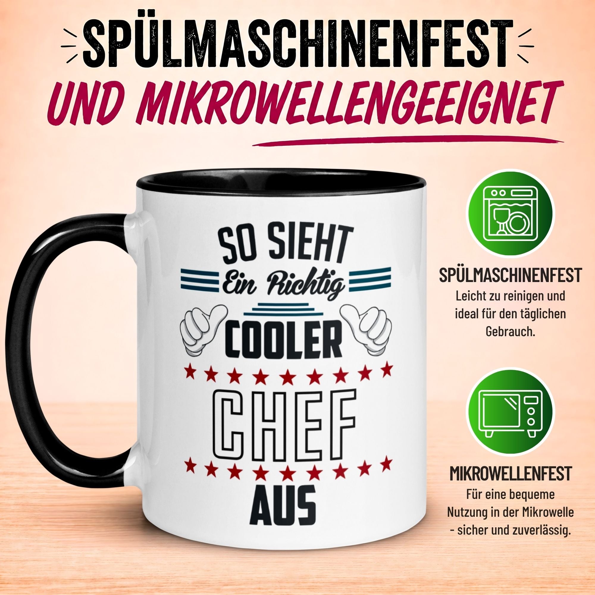 Tasse Chef – „So sieht ein richtig cooler Chef aus“ – Geschenk Bester Chef