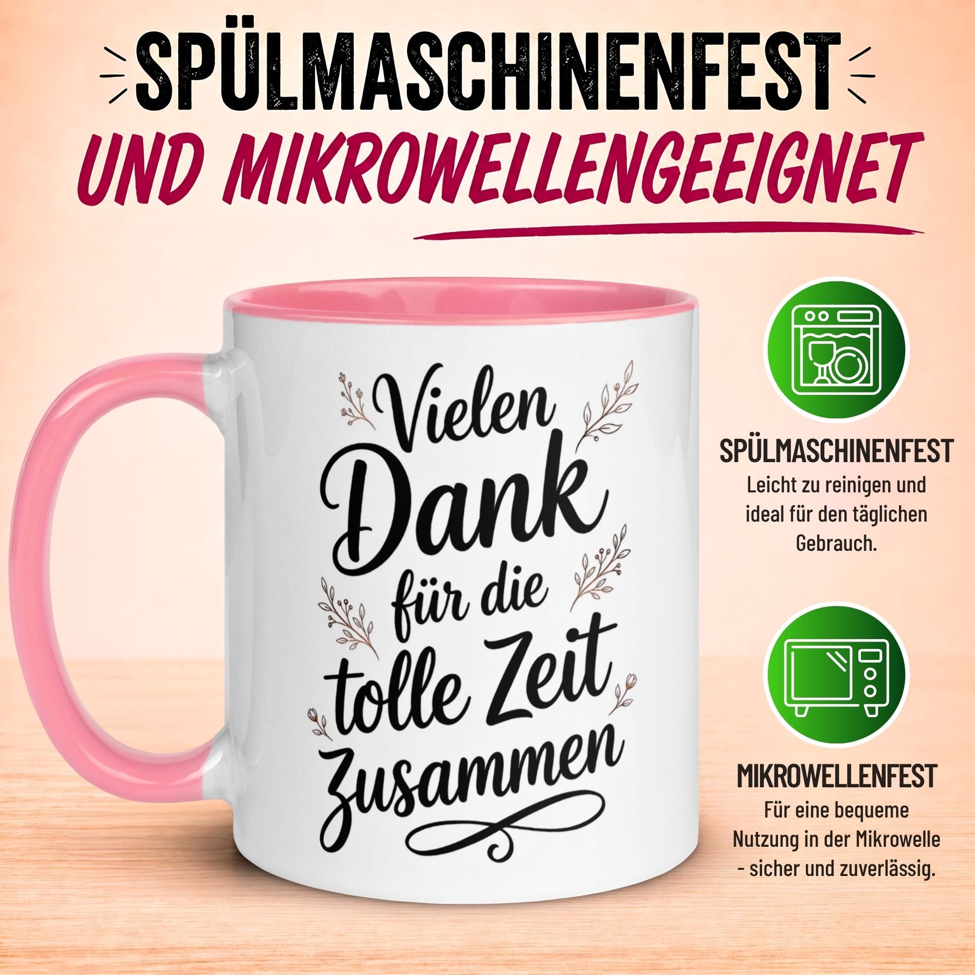 Tasse Abschied – „Vielen Dank für die tolle Zeit“ – Abschiedsgeschenk Kollegin