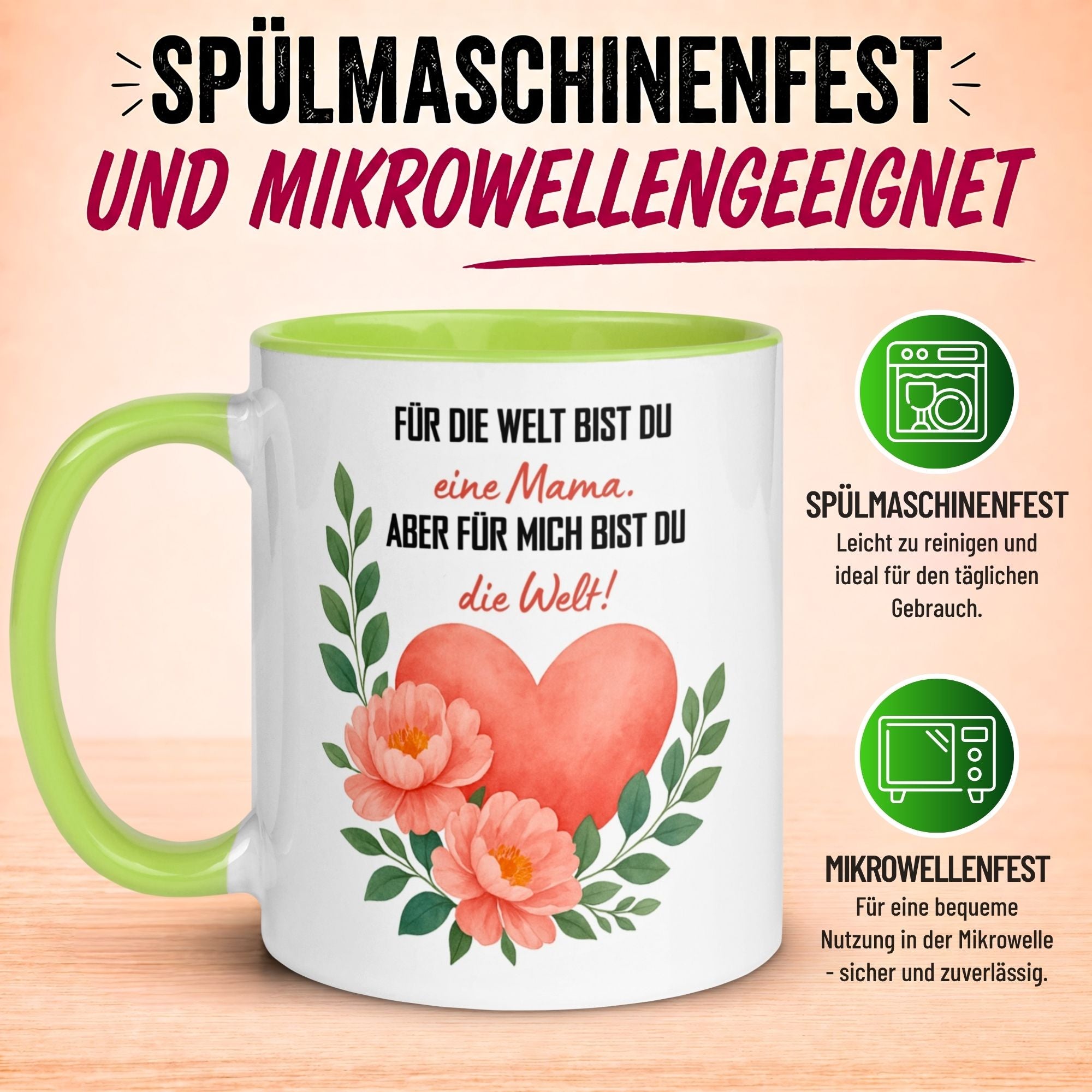 Tasse Mama – „Für mich bist du die Welt“ – Beste Mama Geschenk Becher Geburtstag