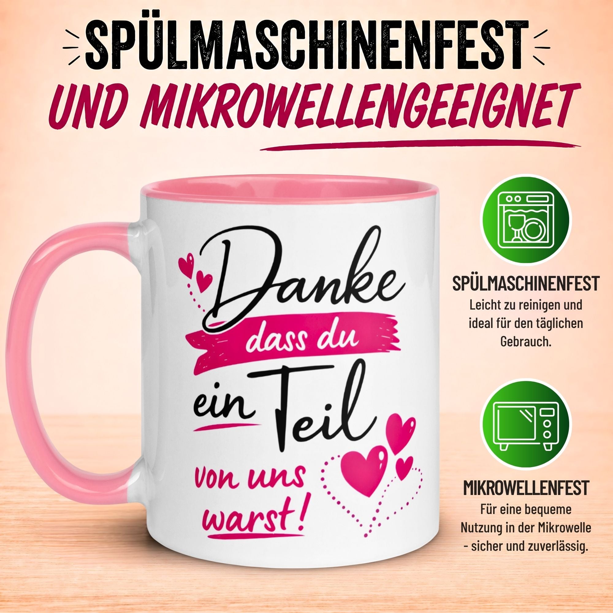 Tasse Abschied – „Ein Teil von uns warst“ – Abschiedsgeschenk für Kollegin