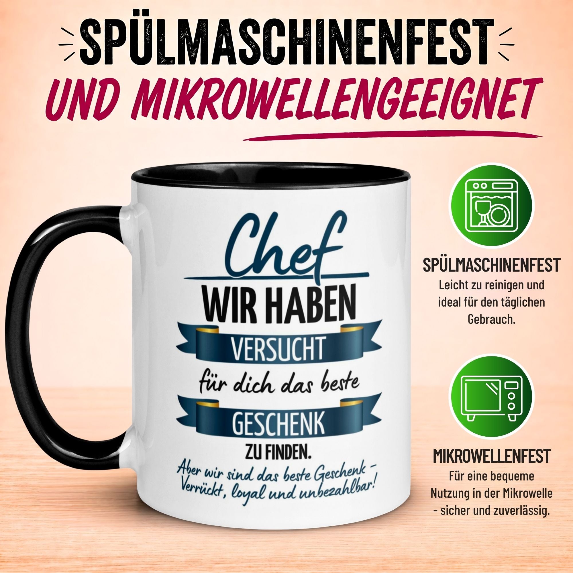 Tasse Chef – „Wir haben versucht das beste Geschenk zu finden“ – Geschenk Becher