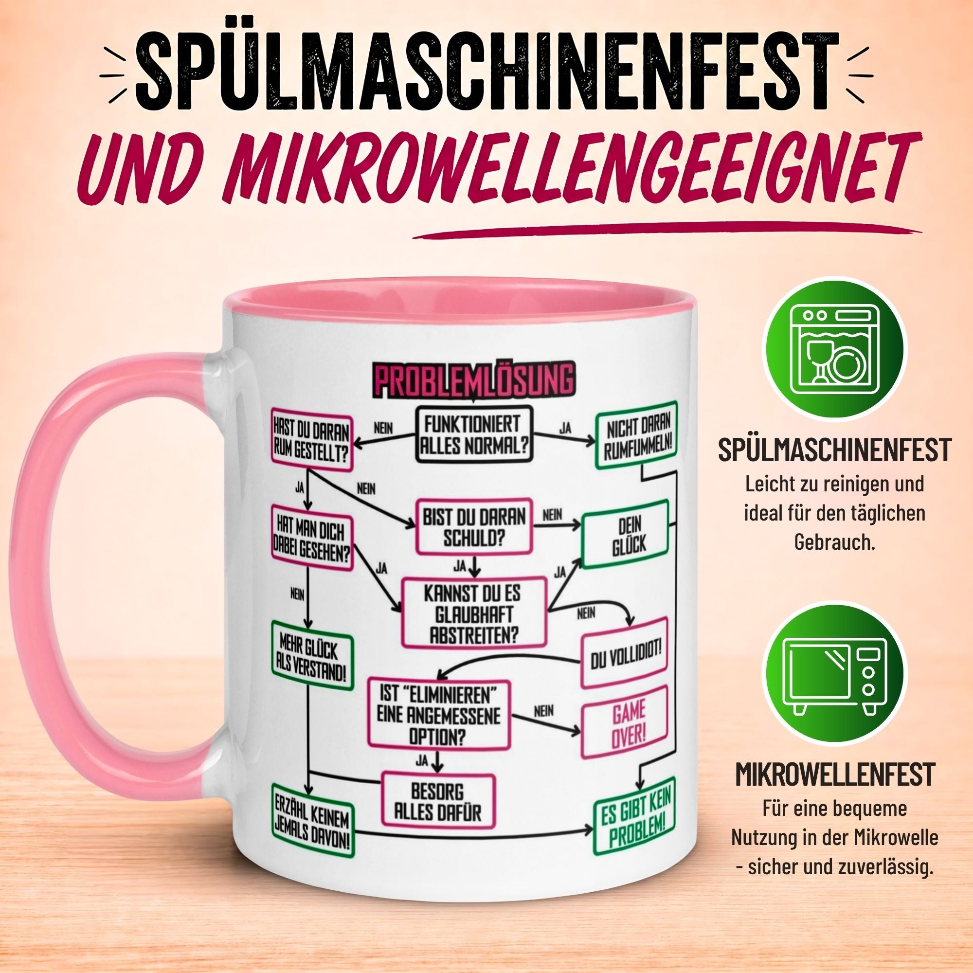 Tasse Kollegin – „Problemlösung im Büro“ – Geschenk Abschied Arbeitskollegin