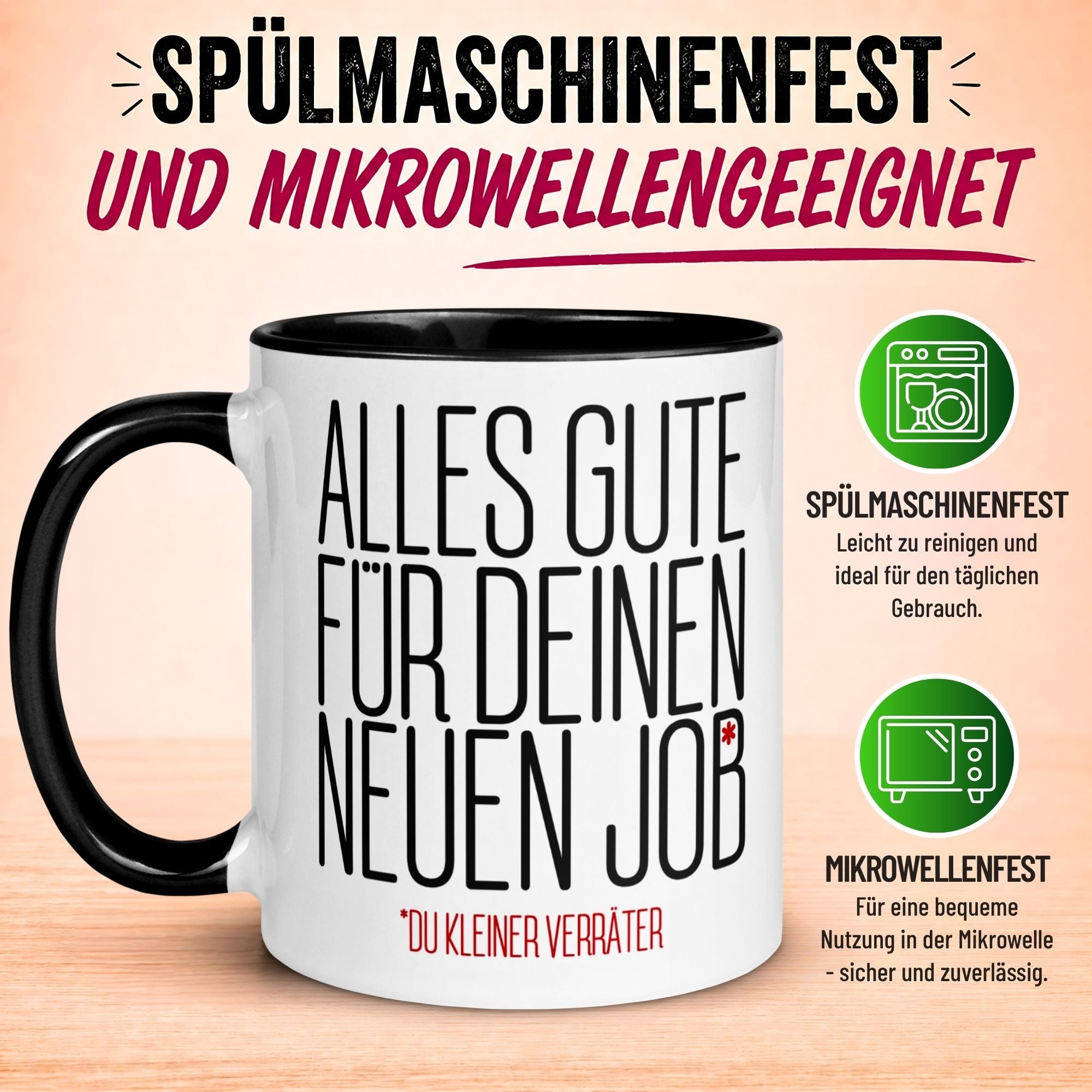Tasse Abschied – „Alles gute für deinen neuen Job“ – Abschiedsgeschenk Kollegen/Kollegin