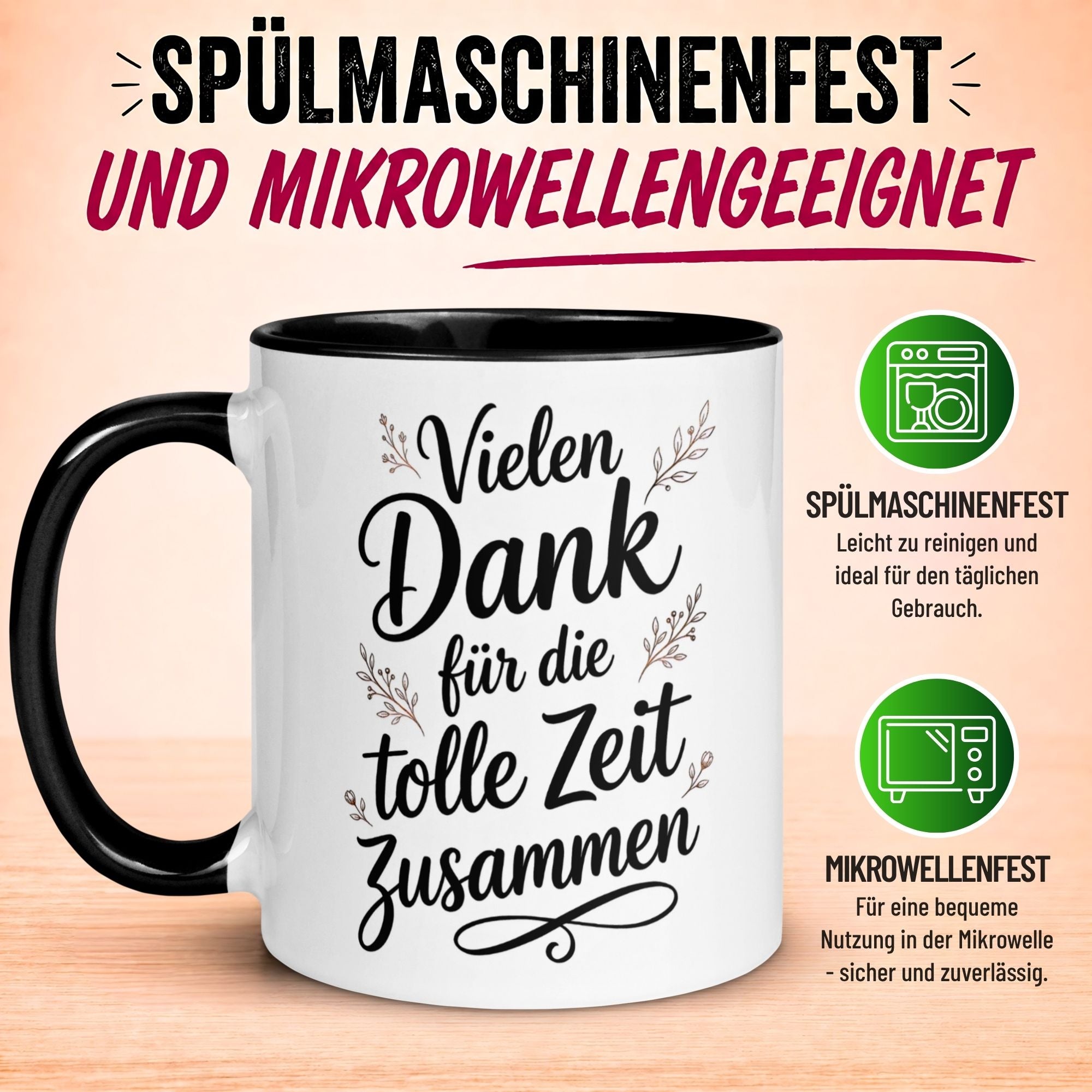 Tasse Abschied – „Vielen Dank für die tolle Zeit zusammen“ – Abschiedsgeschenk Kollege