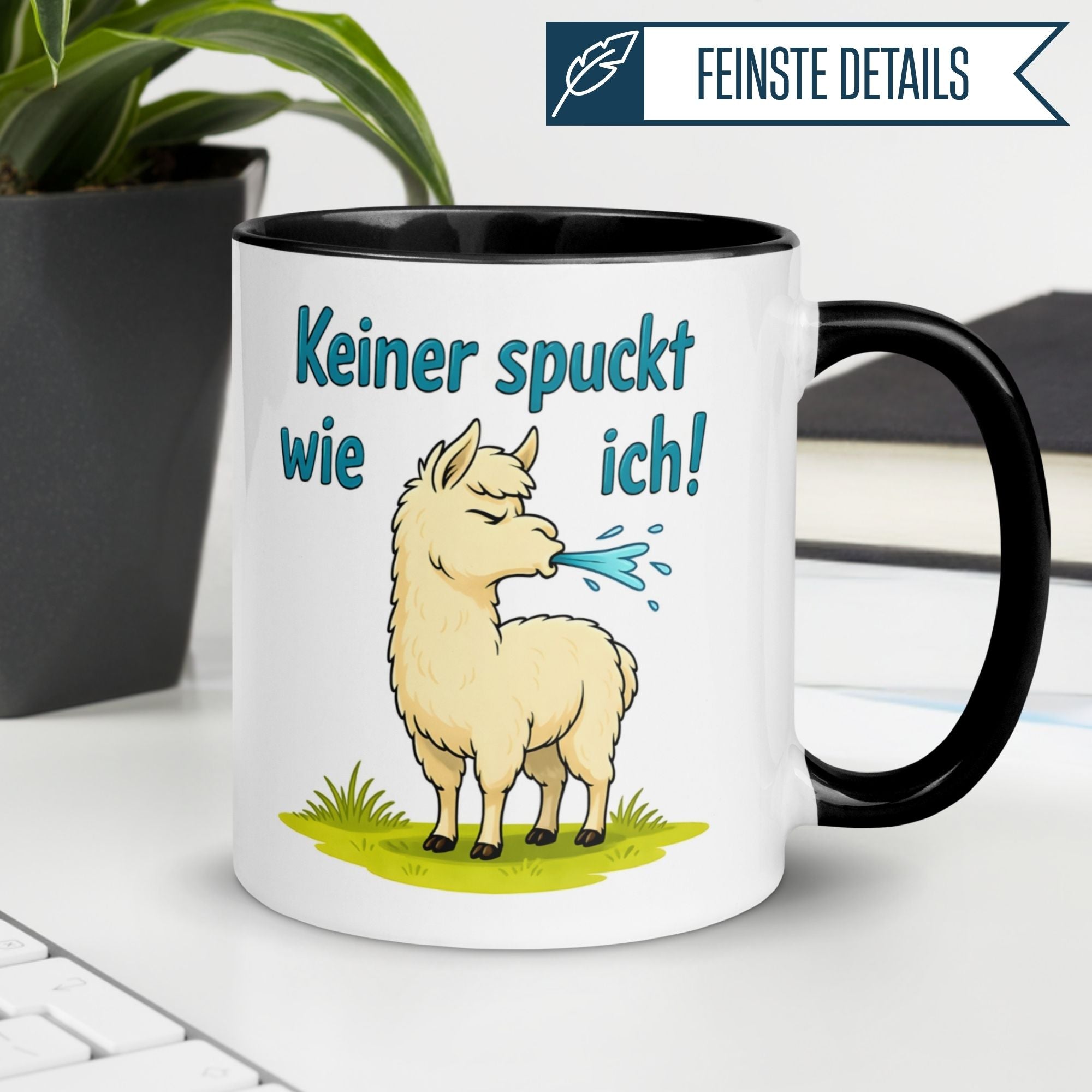 Tasse Lama – „Keiner spuckt wie ich“ – lustiger Lama Geschenk Becher