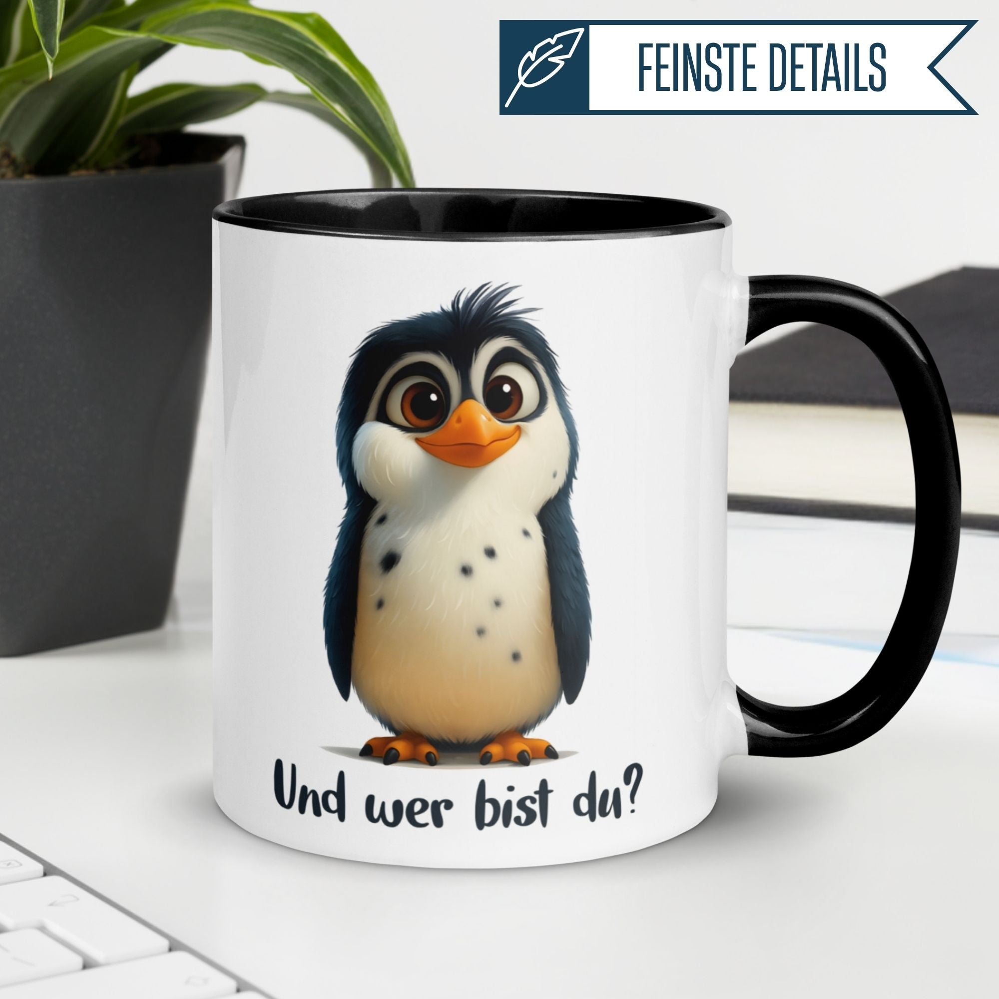 Tasse Pinguin – „Und wer bist du“ – lustiger Geschenk Becher für Pinguin Fans