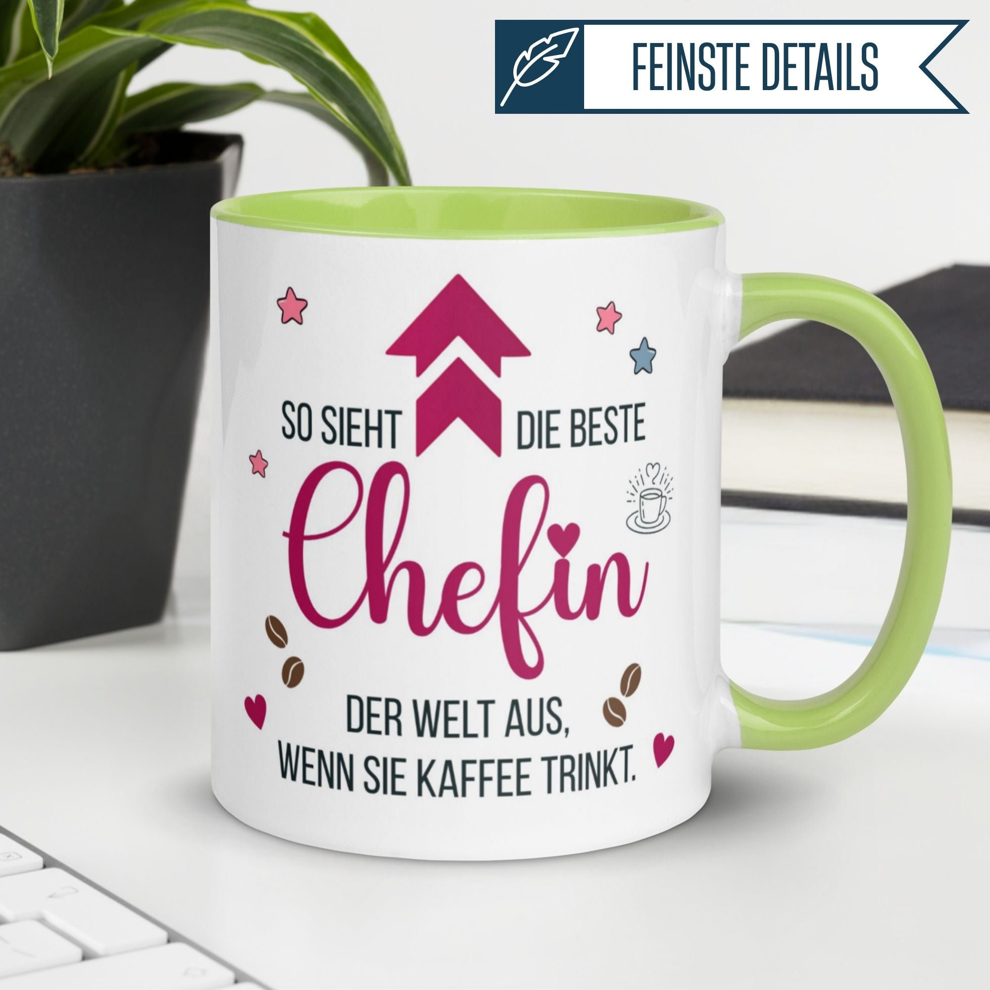 Momentals® Tasse Chefin mit Spruch "So sieht die beste Chefin der Welt aus, wenn sie Kaffee trinkt."