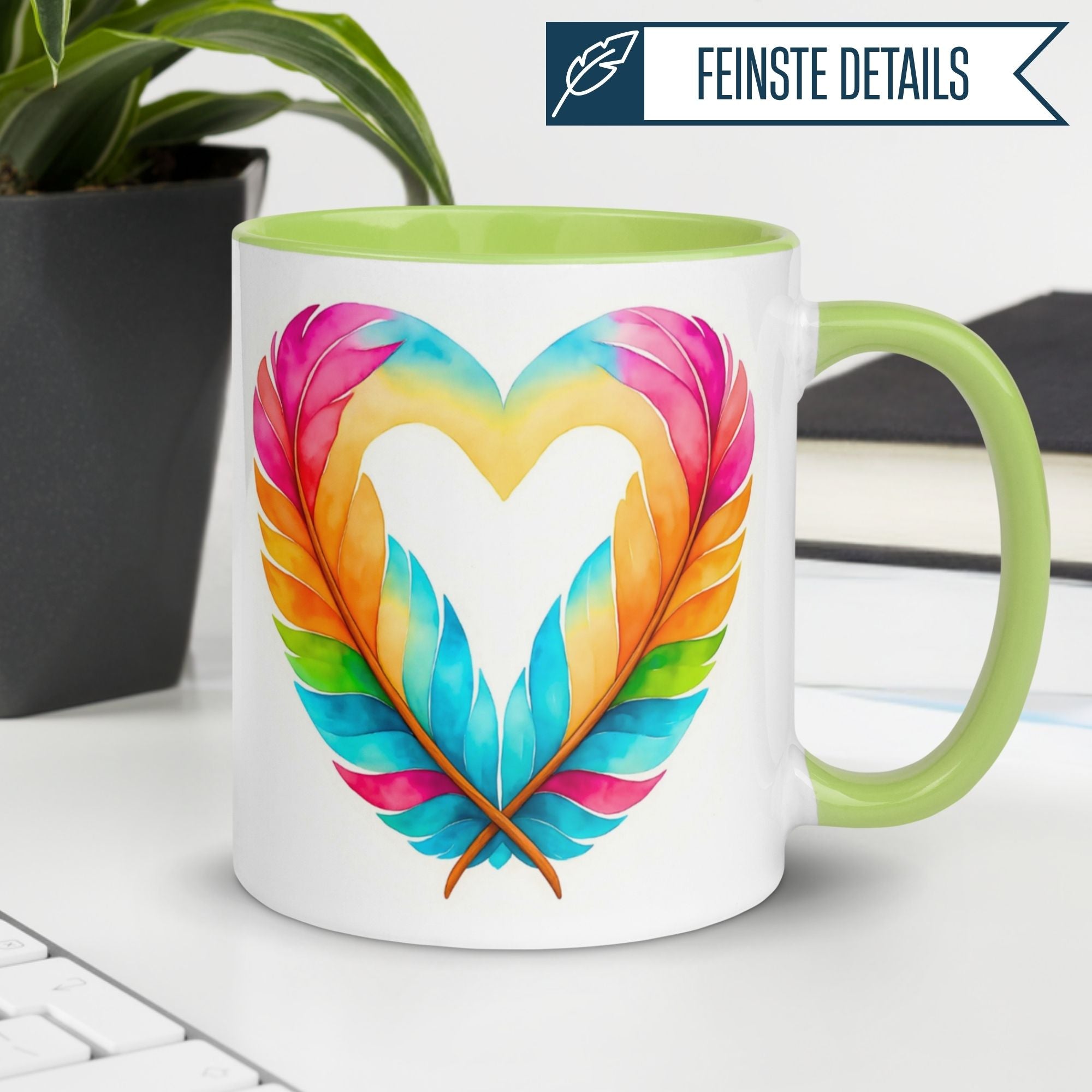 Tasse Liebe – „Herz aus Federn“ – Ich liebe Dich Geschenk Partner Jahrestag Valentinstag