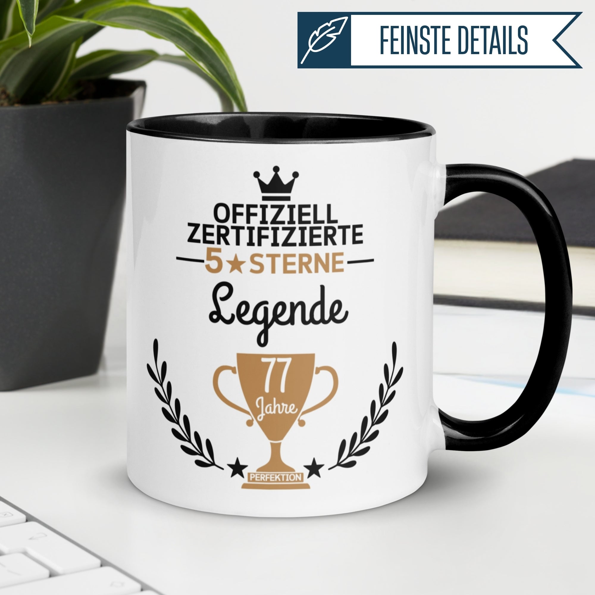 Tasse 77. Geburtstag Mann Frau – „Zertifizierte 5 Sterne Legende“ – Geschenk zum Geburtstag Männer Frauen