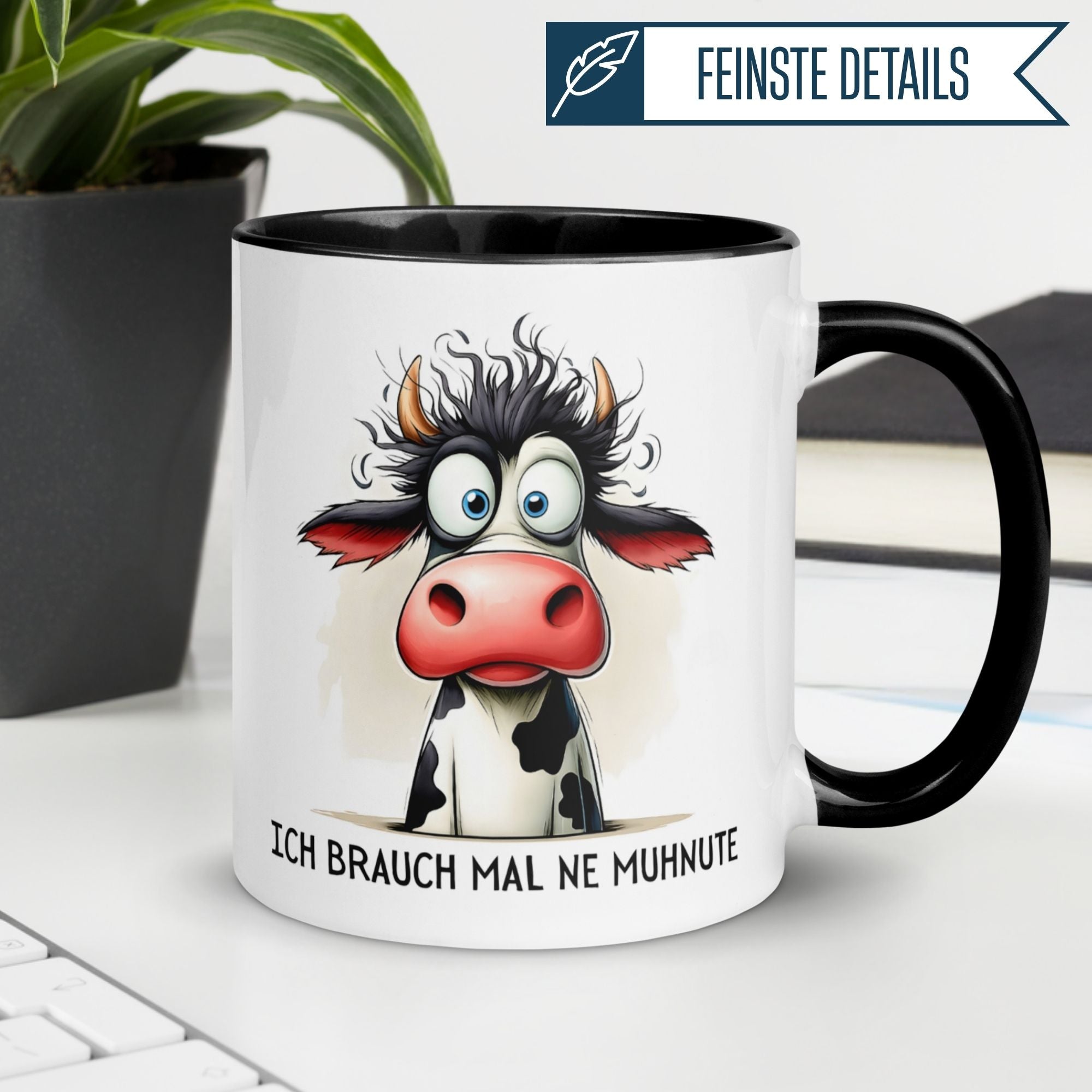 Tasse Kuh – „Ich brauch mal ne Muhnute“ – lustige Bürotasse für Choleriker
