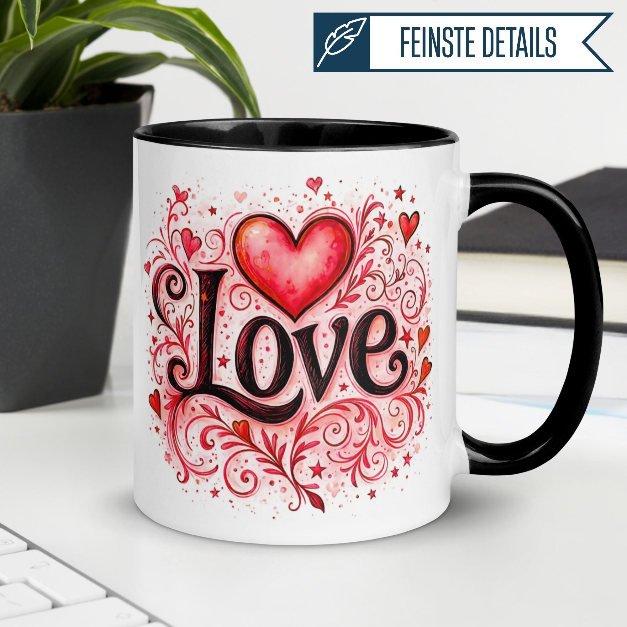 Tasse Liebe – „Ornamental Love“ – Ich liebe Dich Geschenk Partner Jahrestag Valentinstag