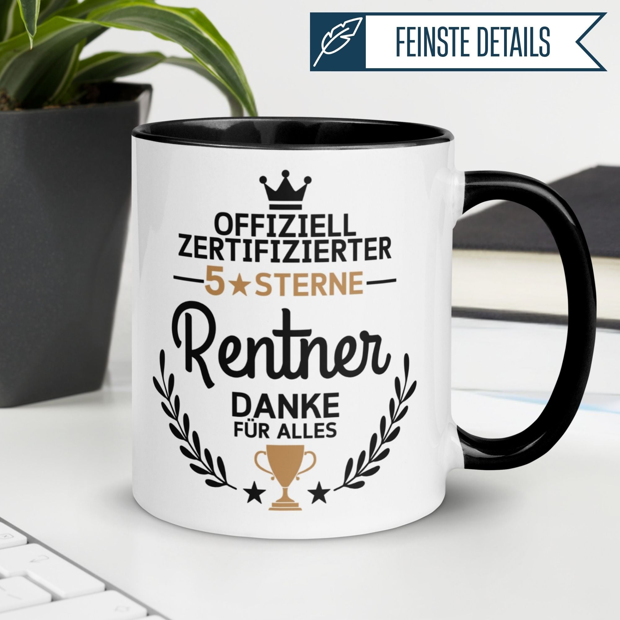 Tasse Rentner – „Offiziell zertifizierter 5 Sterne Rentner“ – Geschenk Rente Mann