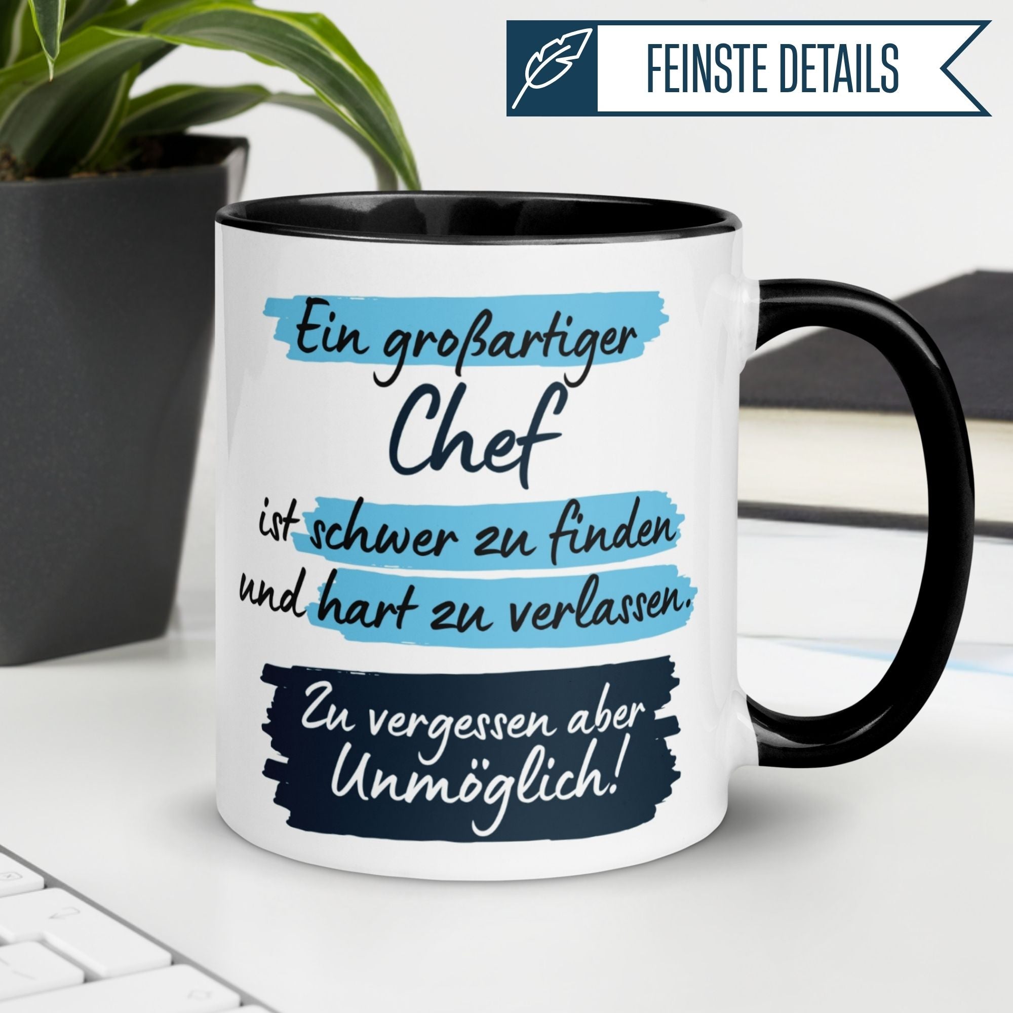 Momentals® Tasse für Chef mit motivierenden Sprüchen und humorvollem Design, ideal als kreatives Geschenk.