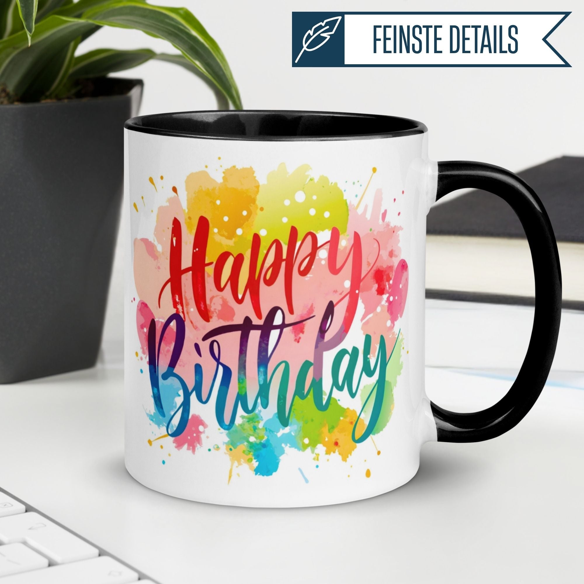 Tasse Geburtstag – „Aquarell Happy Birthday“ – Geburtstagsgeschenk Mann Frau