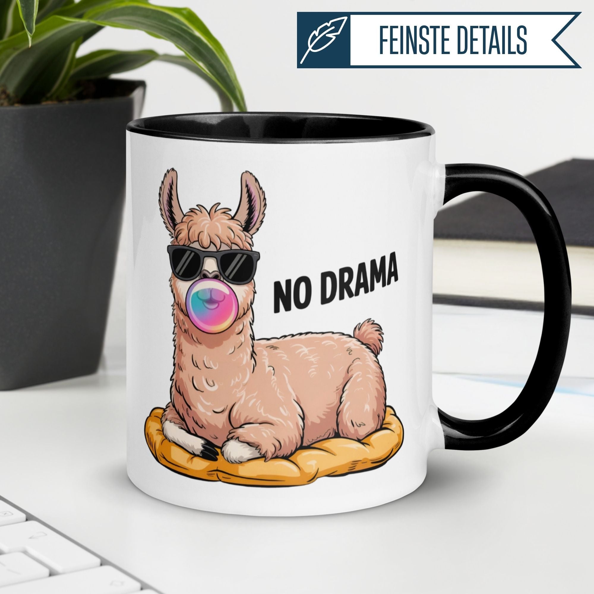 Tasse Lama – „NO DRAMA“ – lustiger Lama Geschenk Becher