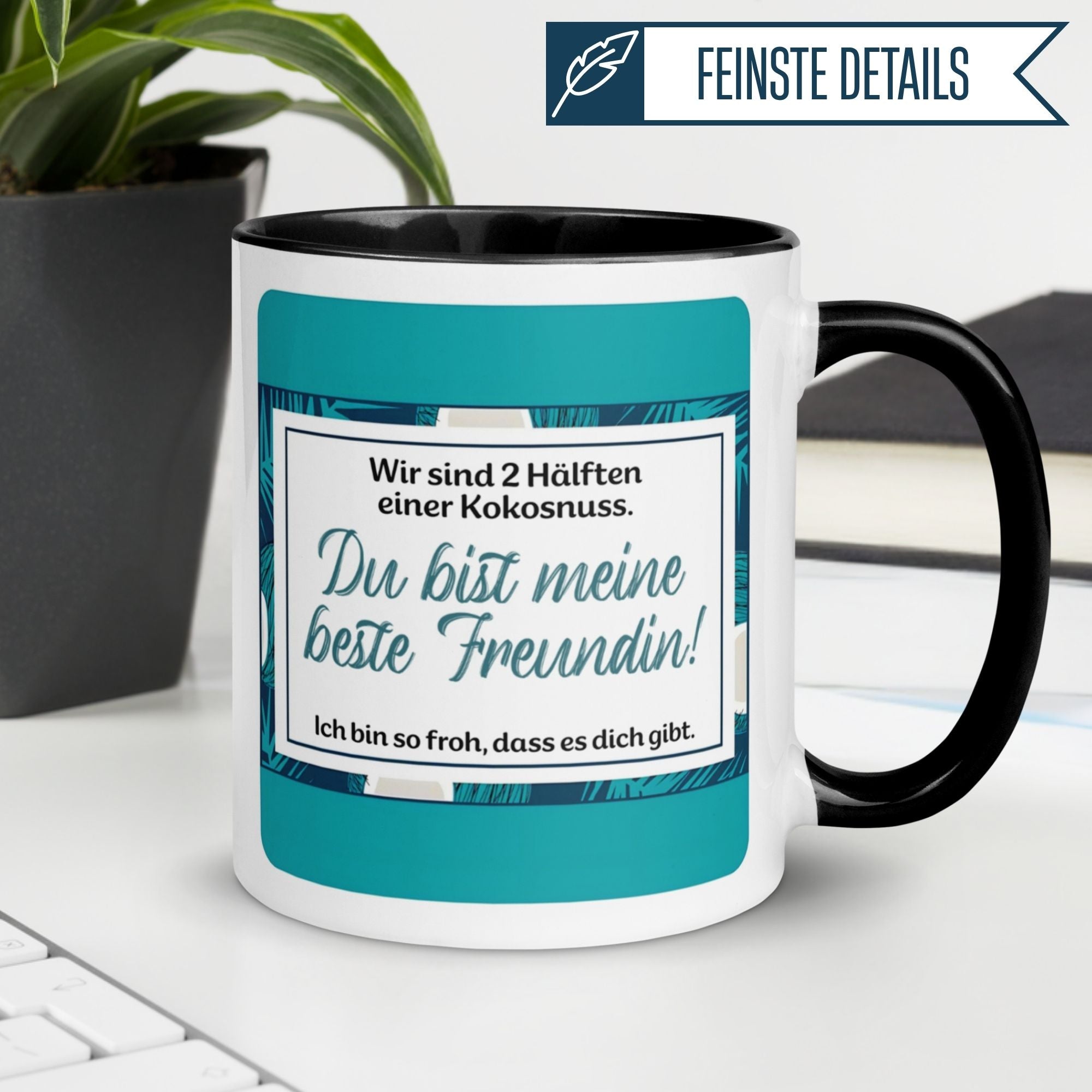 Momentals Tasse mit Spruch für beste Freundschaft: "Du bist meine beste Freundin!" Stilvolles Design.