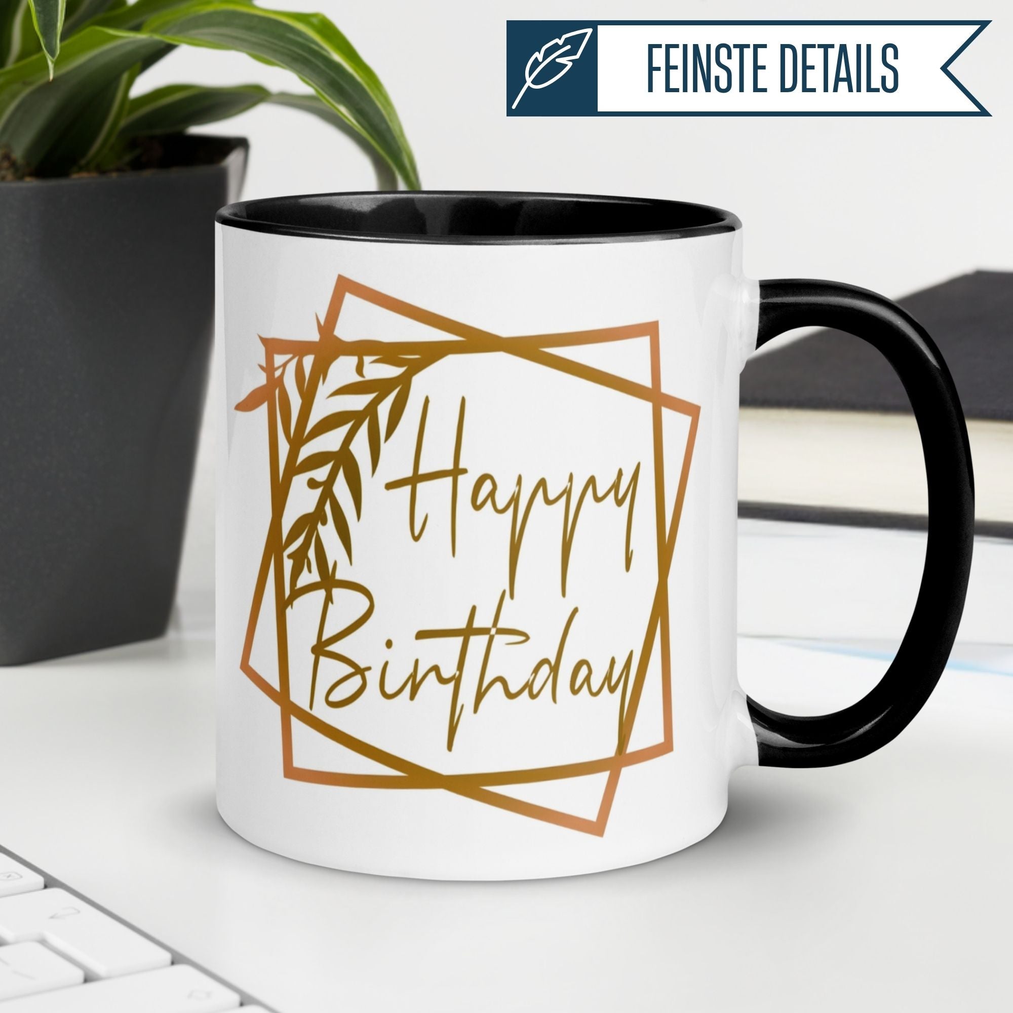 Tasse Geburtstag – „Goldenes Happy Birthday“ – Geburtstagsgeschenk Mann Frau