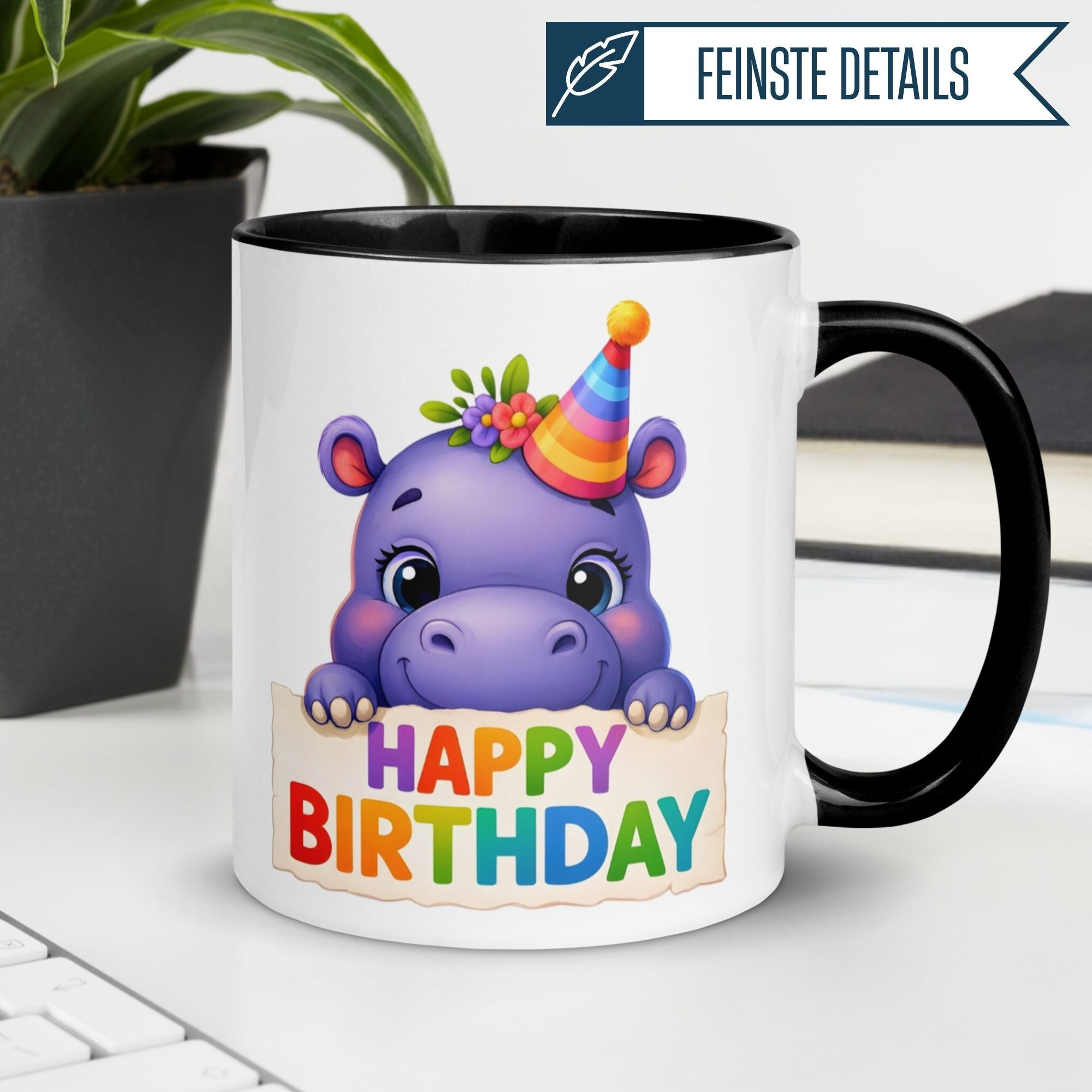 Tasse Geburtstag | Nilpferd & Partyhut | Happy Birthday