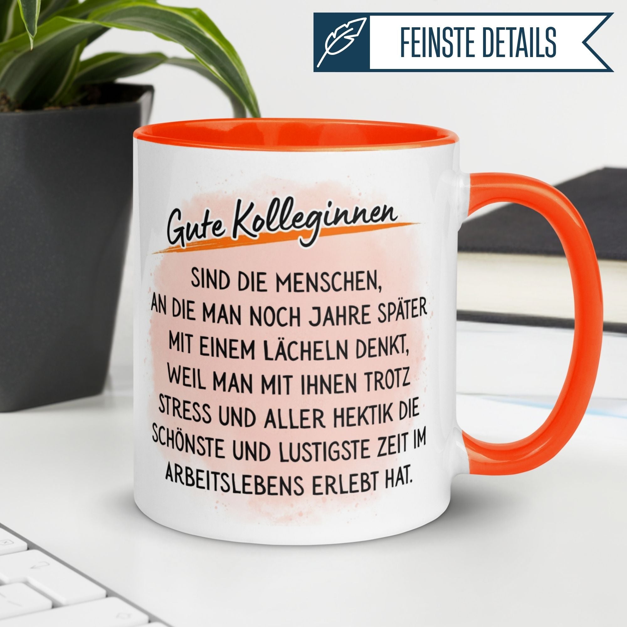 Tasse Kollegin – „An Gute Kolleginnen denkt man mit einem lächeln“ – Abschiedsgeschenk