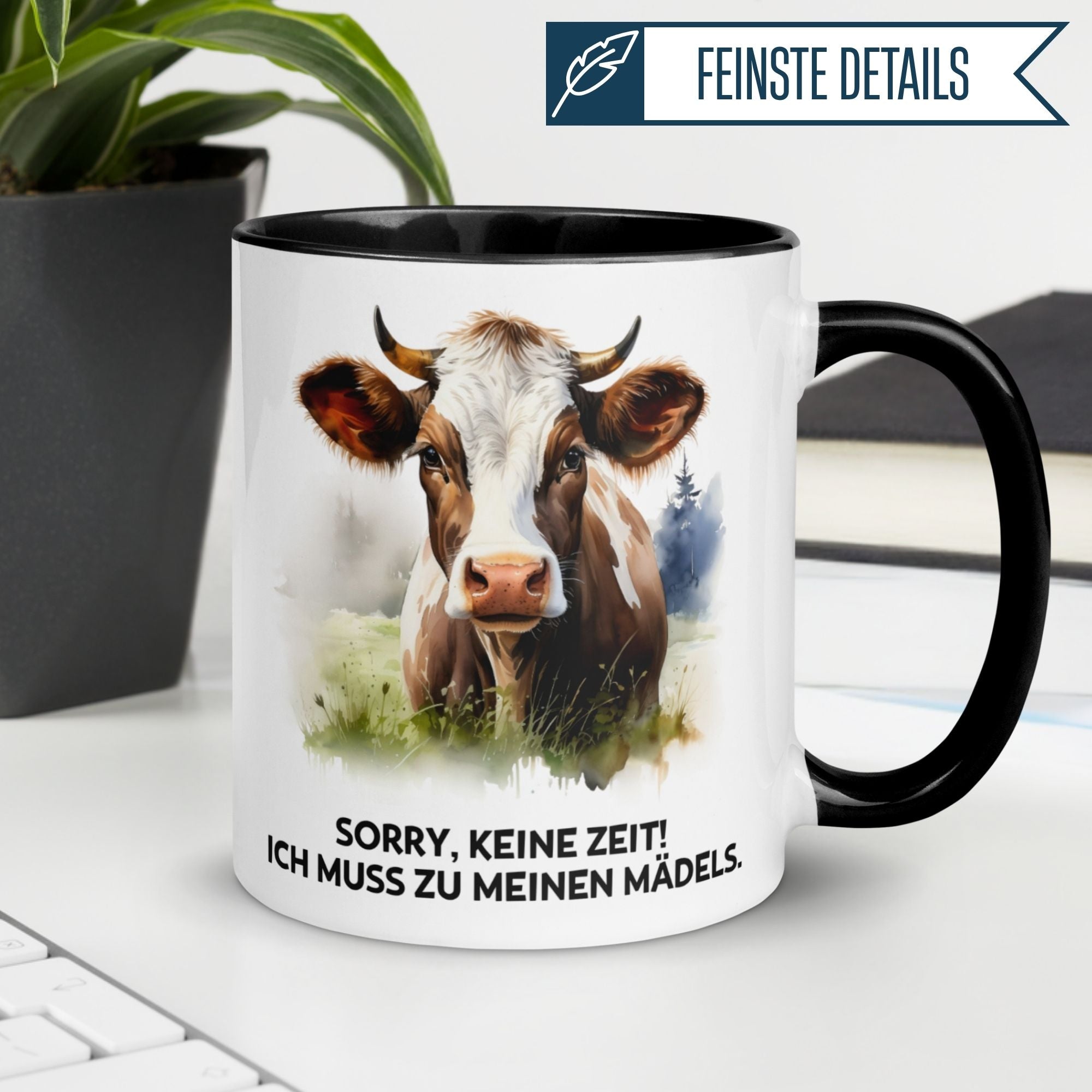 Tasse Kuh – „Sorry keine Zeit - Ich muss zu meinen Mädels“ – lustiger Geschenk Becher