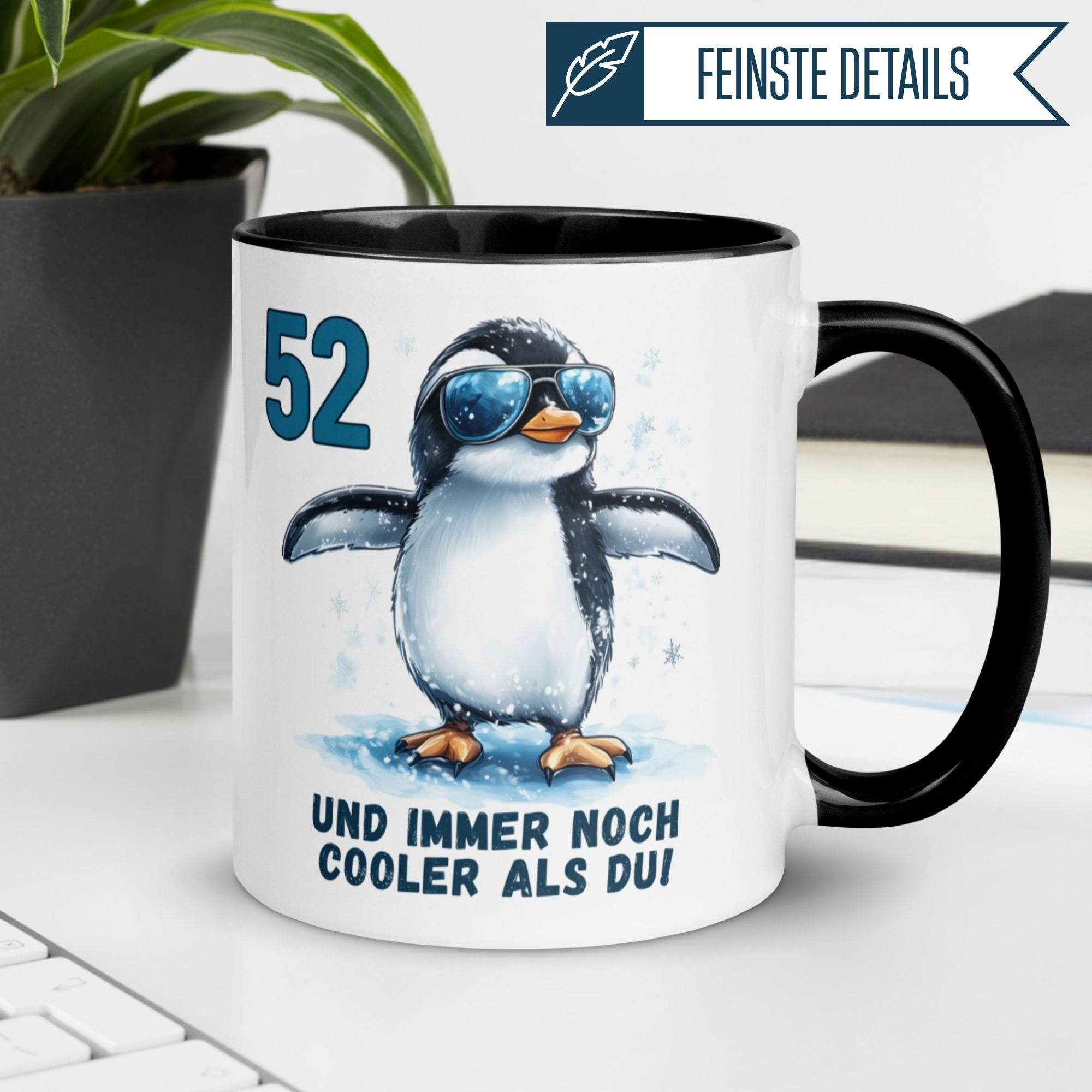 Momentals® Tasse 52. Geburtstag | Pinguin & Spruch | 52 und immer noch cooler als du