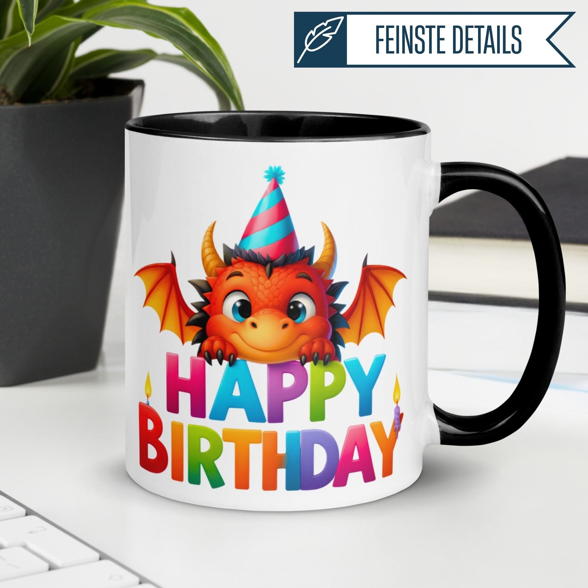 Tasse Geburtstag | Drache & Partyhut | Happy Birthday