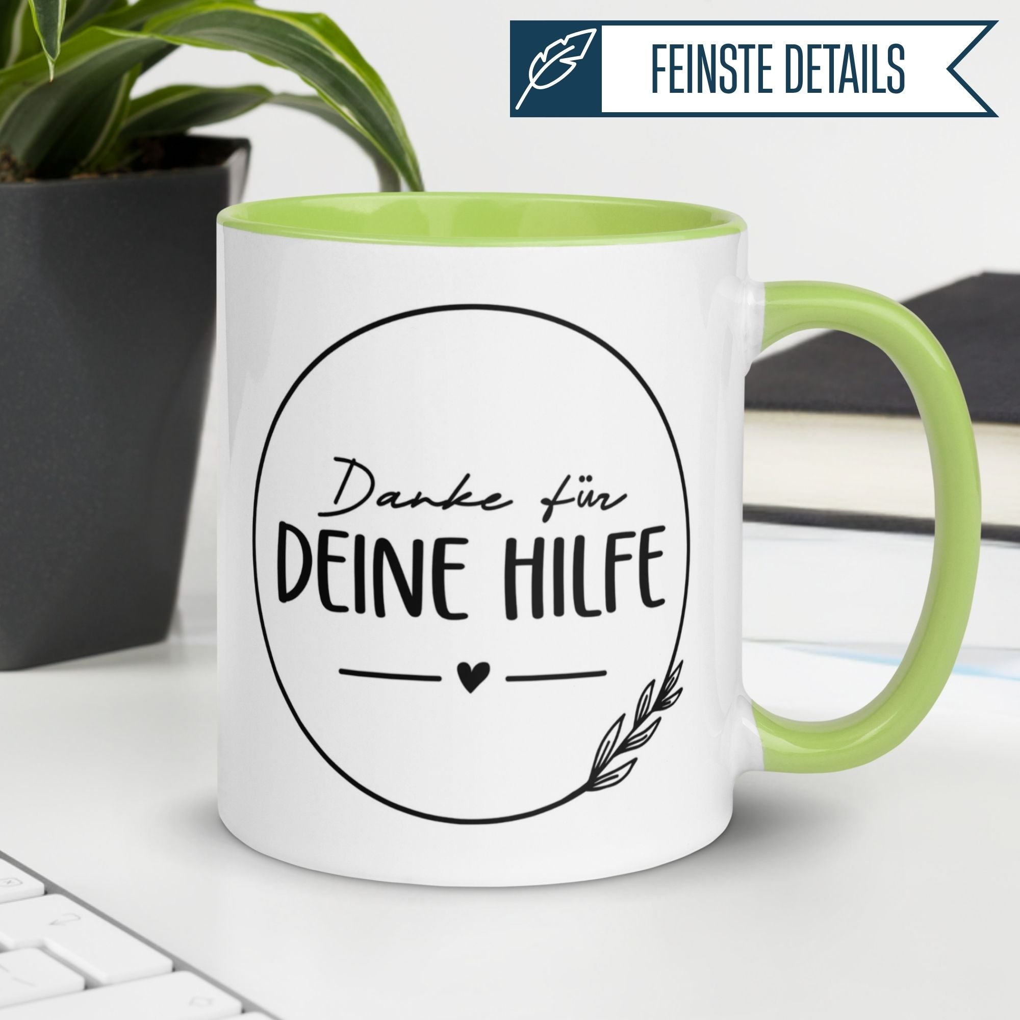 Momentals® Tasse mit Aufschrift 'Danke für deine Hilfe' in modernem Design, perfekt für Wertschätzung.
