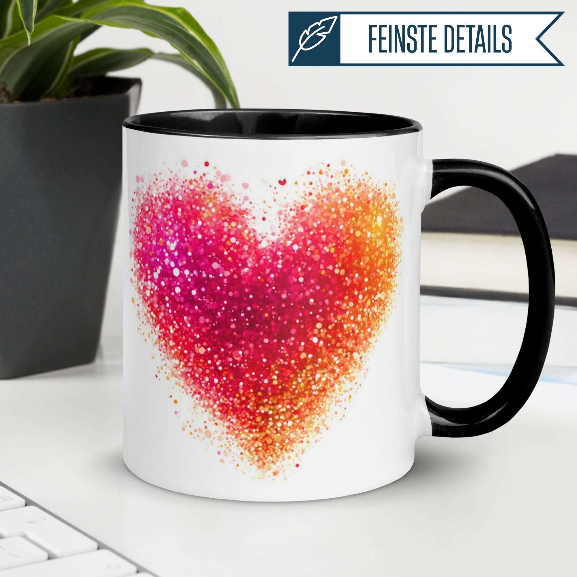 Tasse Liebe – „Glitzerndes Herz“ – Ich liebe Dich Geschenk Partner Jahrestag Valentinstag