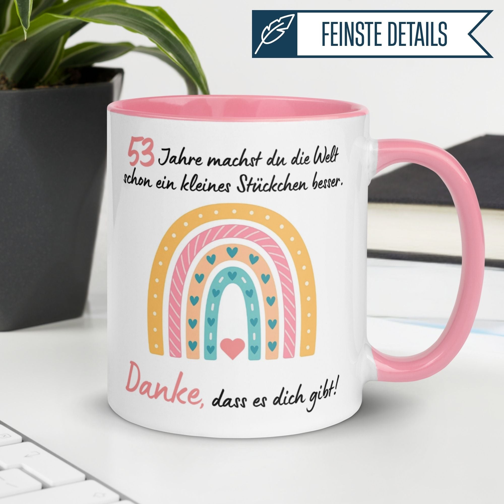 Momentals® Tasse 53. Geburtstag | Herz & Spruch | Danke dass es dich gibt