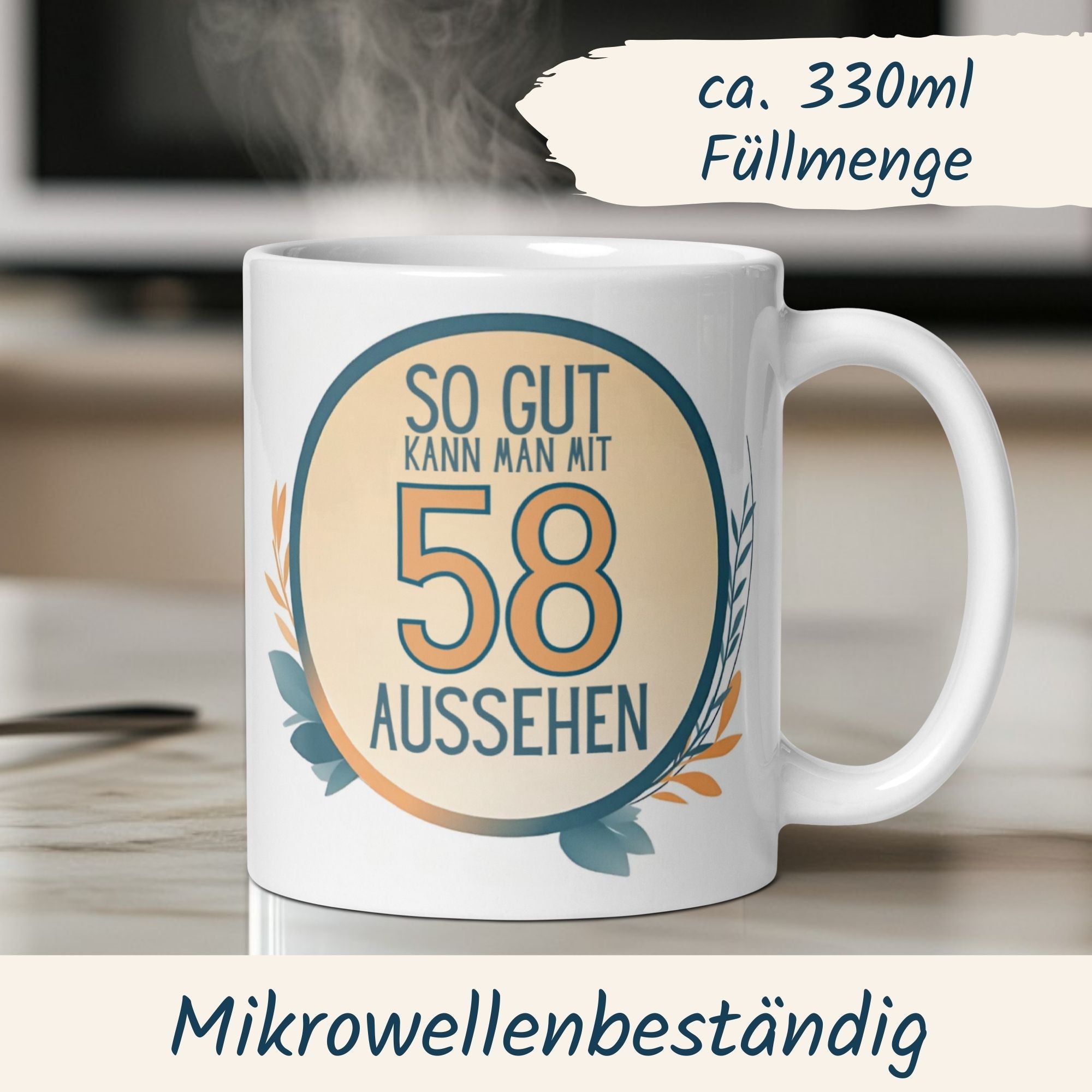 Momentals® Tasse 58. Geburtstag | Humorvoll & Spruch | So gut kann man mit 58 Aussehen • Momentals