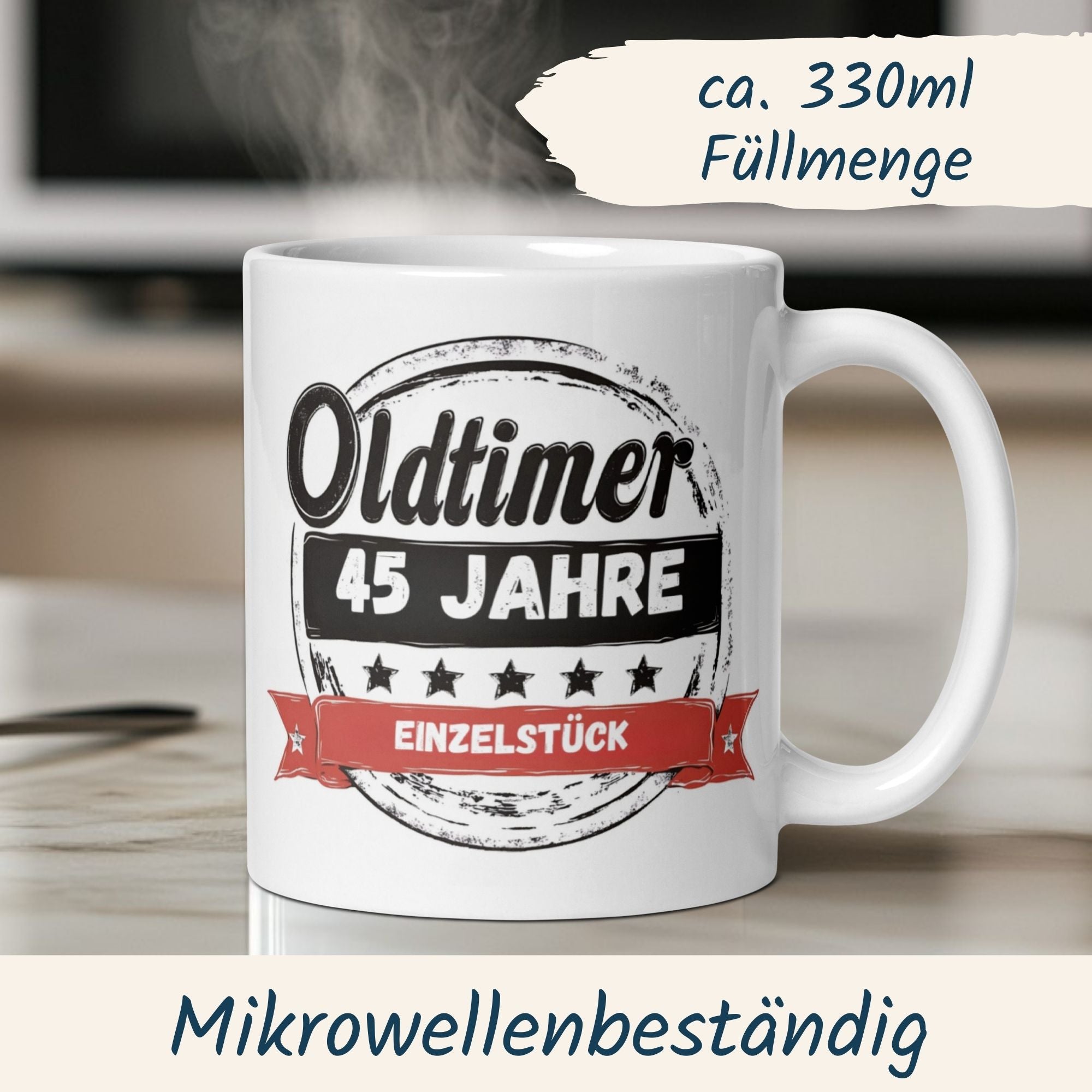 Momentals® Tasse 45. Geburtstag | Vintage & Spruch | Oldtimer 45 Jahre - Einzelstück • Momentals