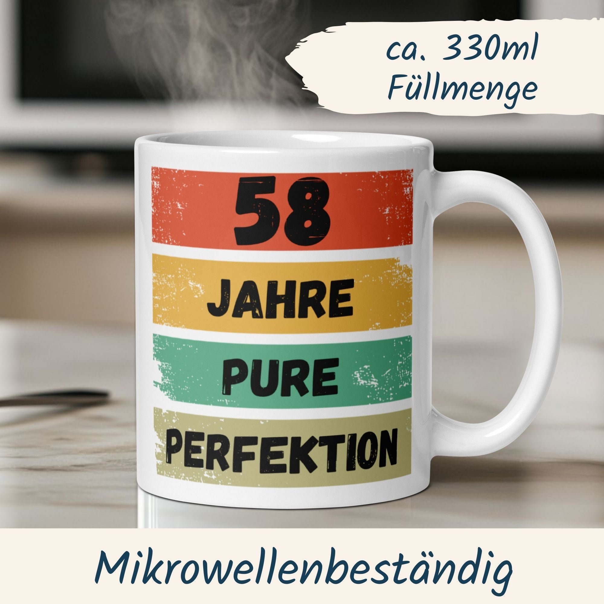 Momentals® Tasse 58. Geburtstag | Vintage & Spruch | 58 Jahre Pure Perfektion • Momentals