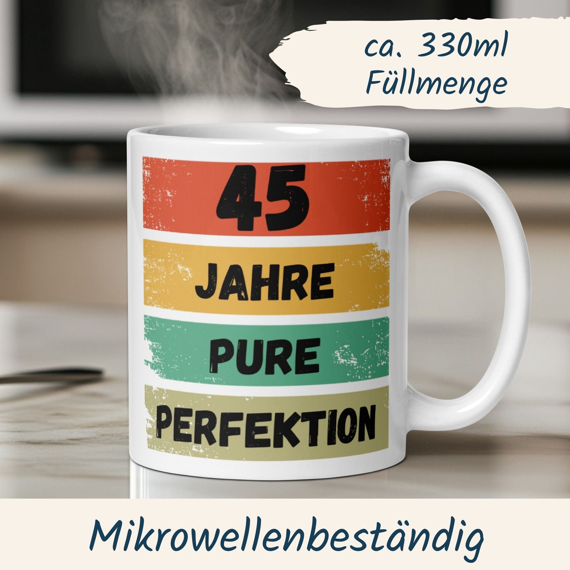 Momentals® Tasse 45. Geburtstag | Vintage & Spruch | 45 Jahre Pure Perfektion • Momentals