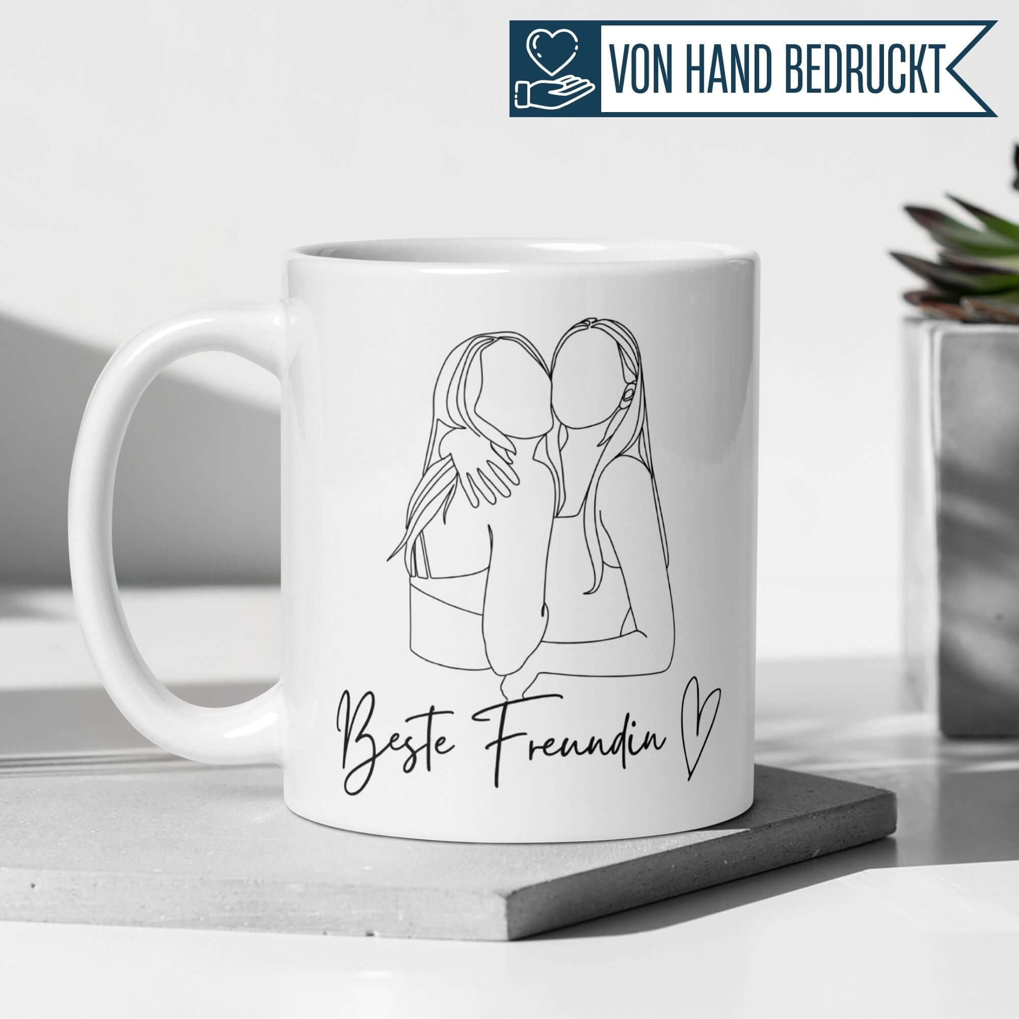 Momentals® Tasse | Freundschaft & Line-Art | Beste Freundin Umarmung • Momentals