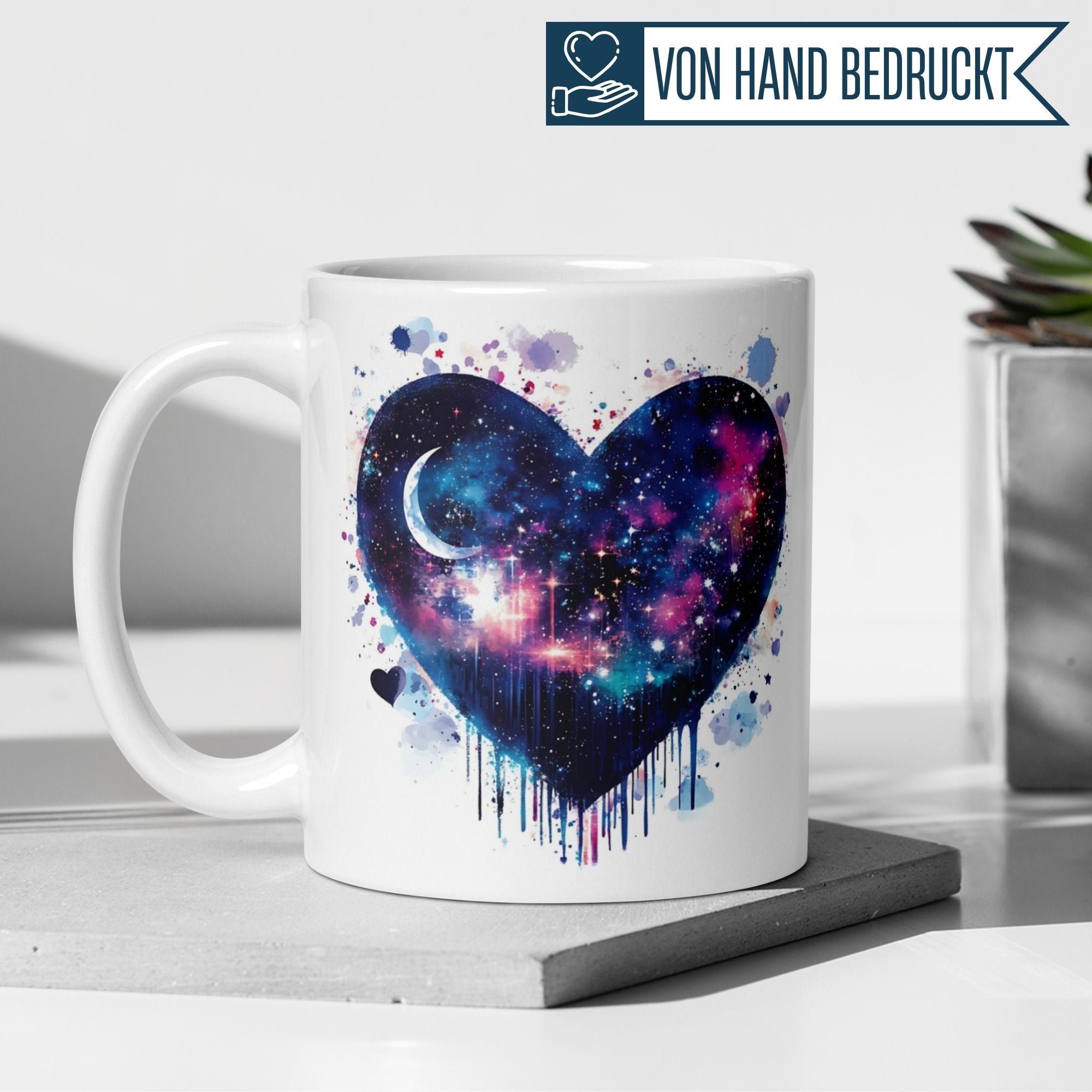 Momentals® Tasse Liebe | Herz & Galaxie | Liebe bis in die Sterne