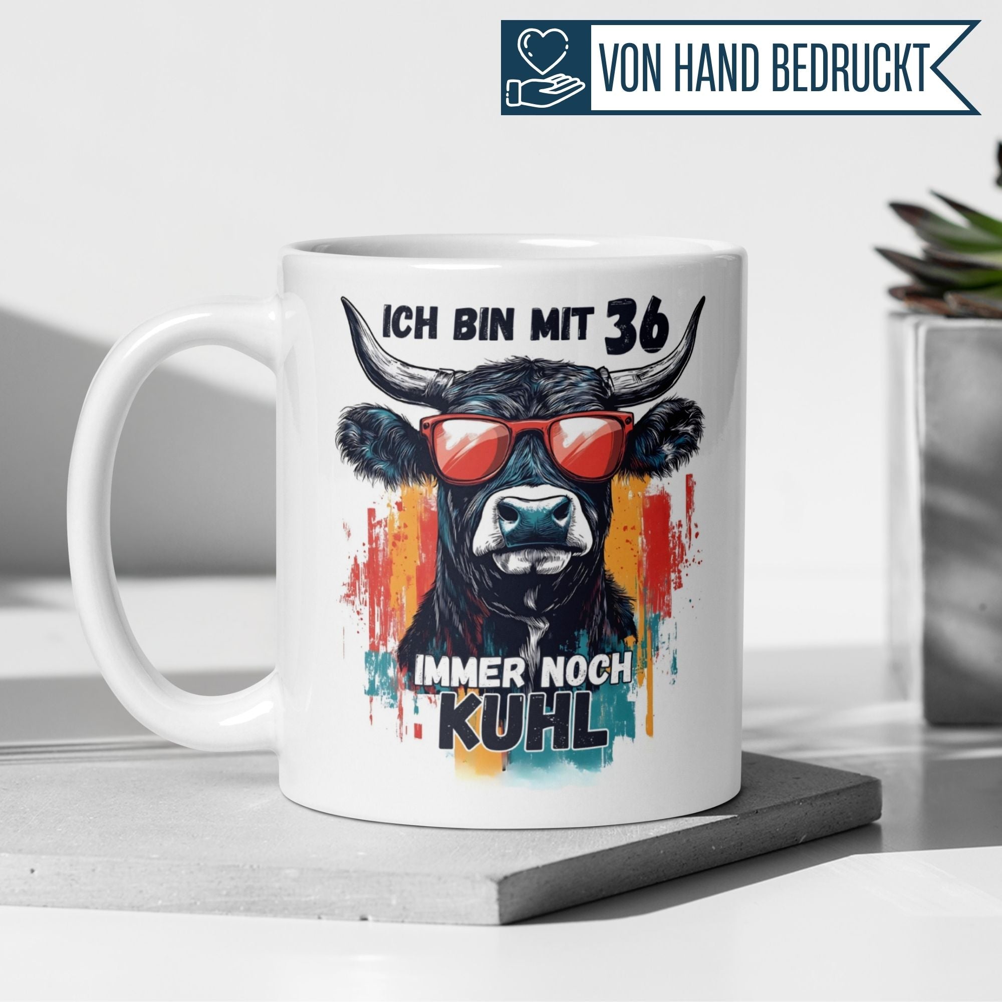 Momentals® Tasse 36. Geburtstag | Kuh & Spruch | Ich bin mit 36 immer noch Kuhl • Momentals