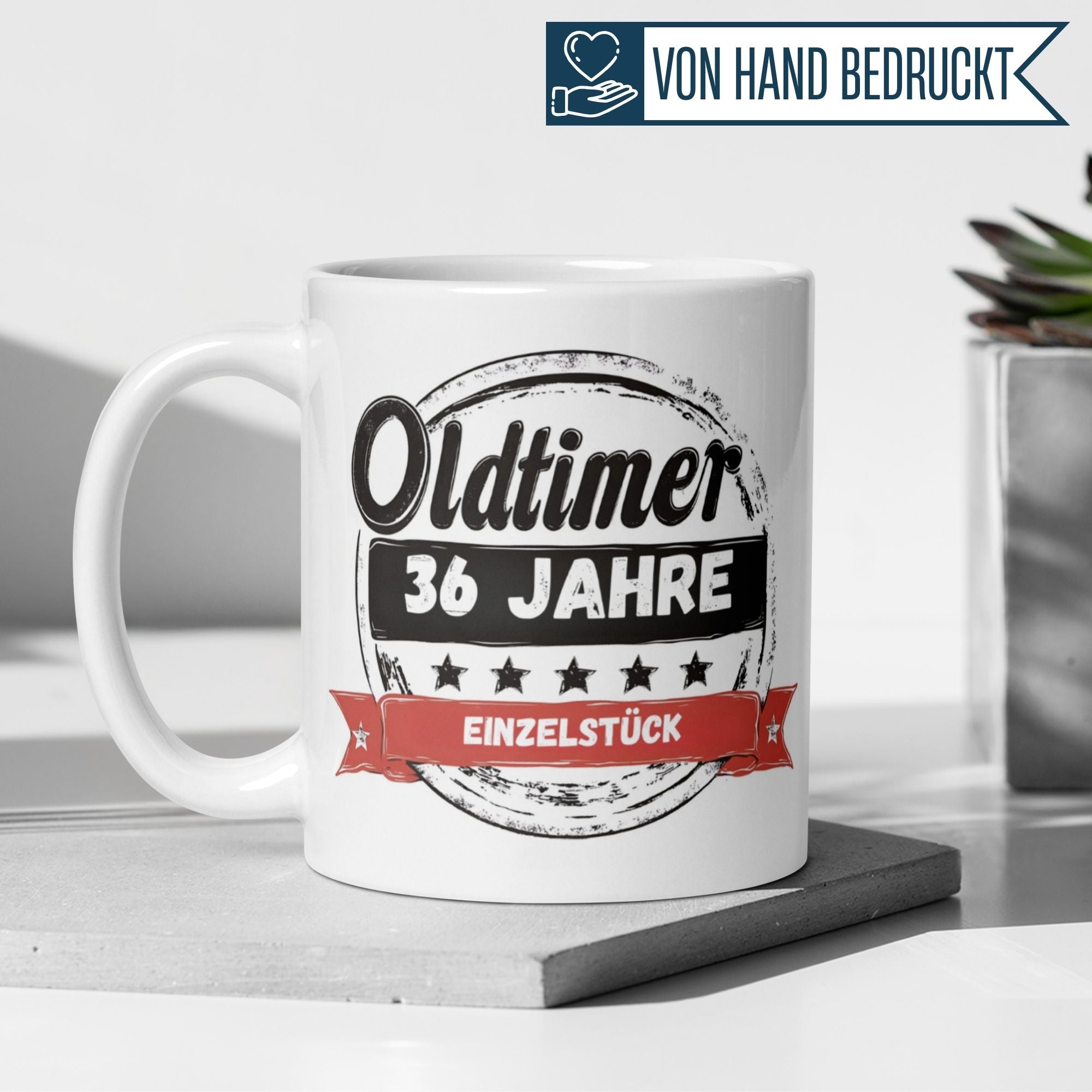 Momentals® Tasse 36. Geburtstag | Vintage & Spruch | Oldtimer 36 Jahre - Einzelstück • Momentals