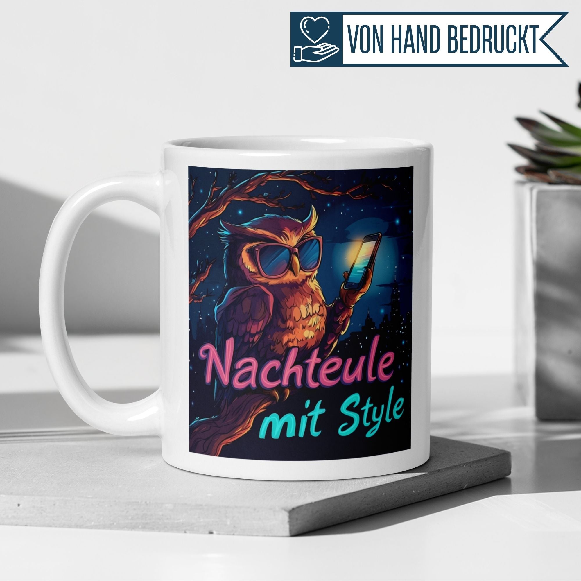 Momentals® Tasse | Eule & Sonnenbrille | Nachteule mit Style