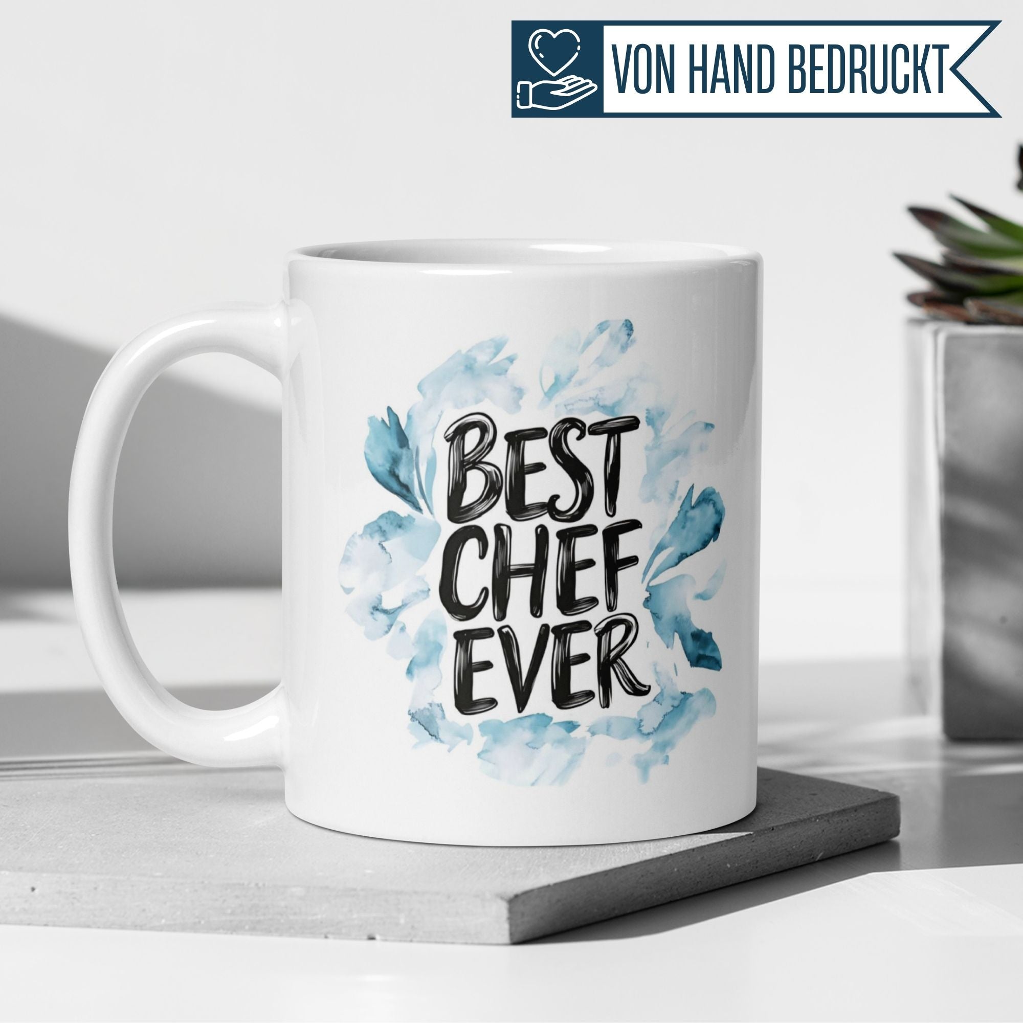 Momentals® Tasse Chef | Wertschätzung & Spruch | Best Chef Ever in Aquarellfarben