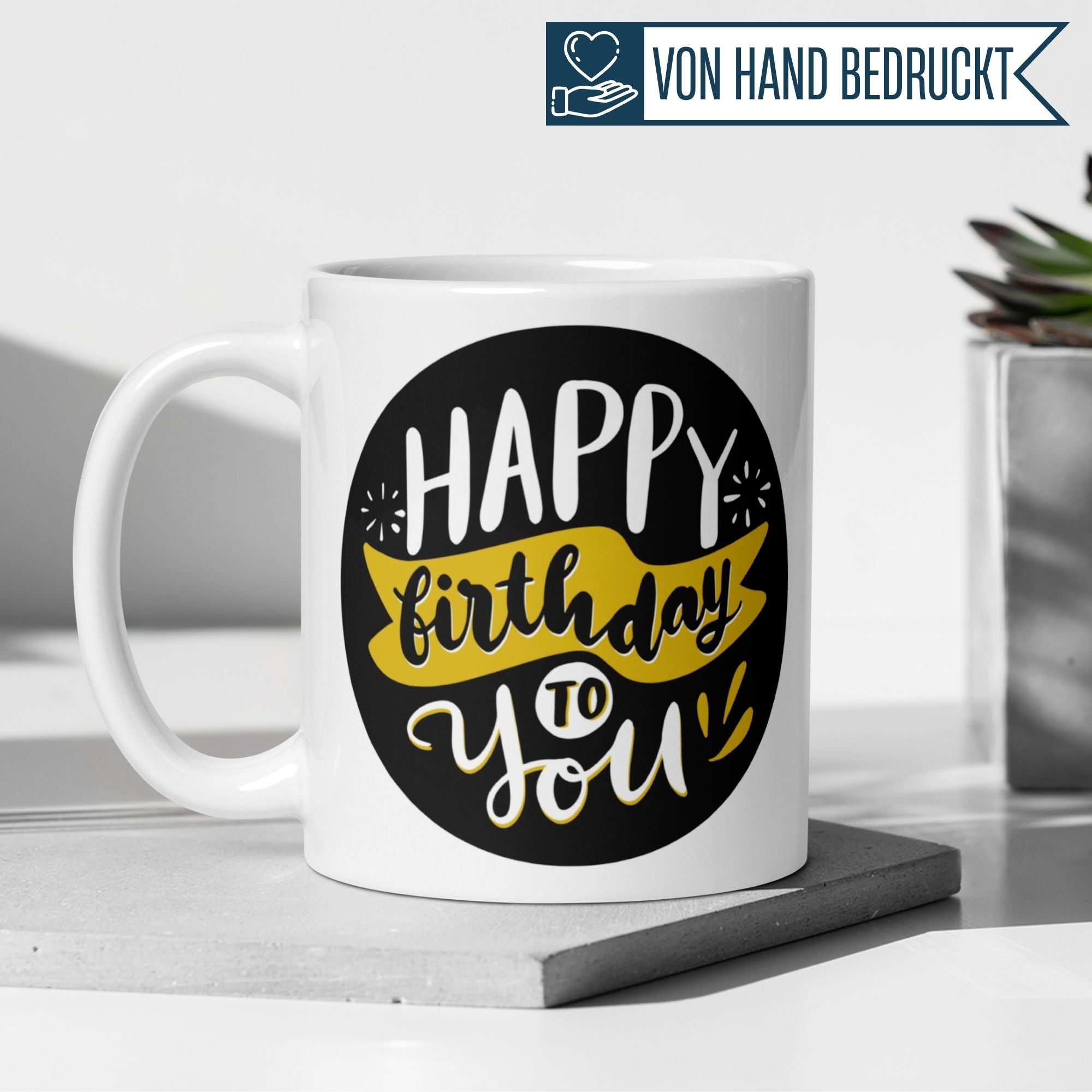 Momentals® Tasse Geburtstag | Schriftzug & Kontraststil | Happy Birthday • Momentals