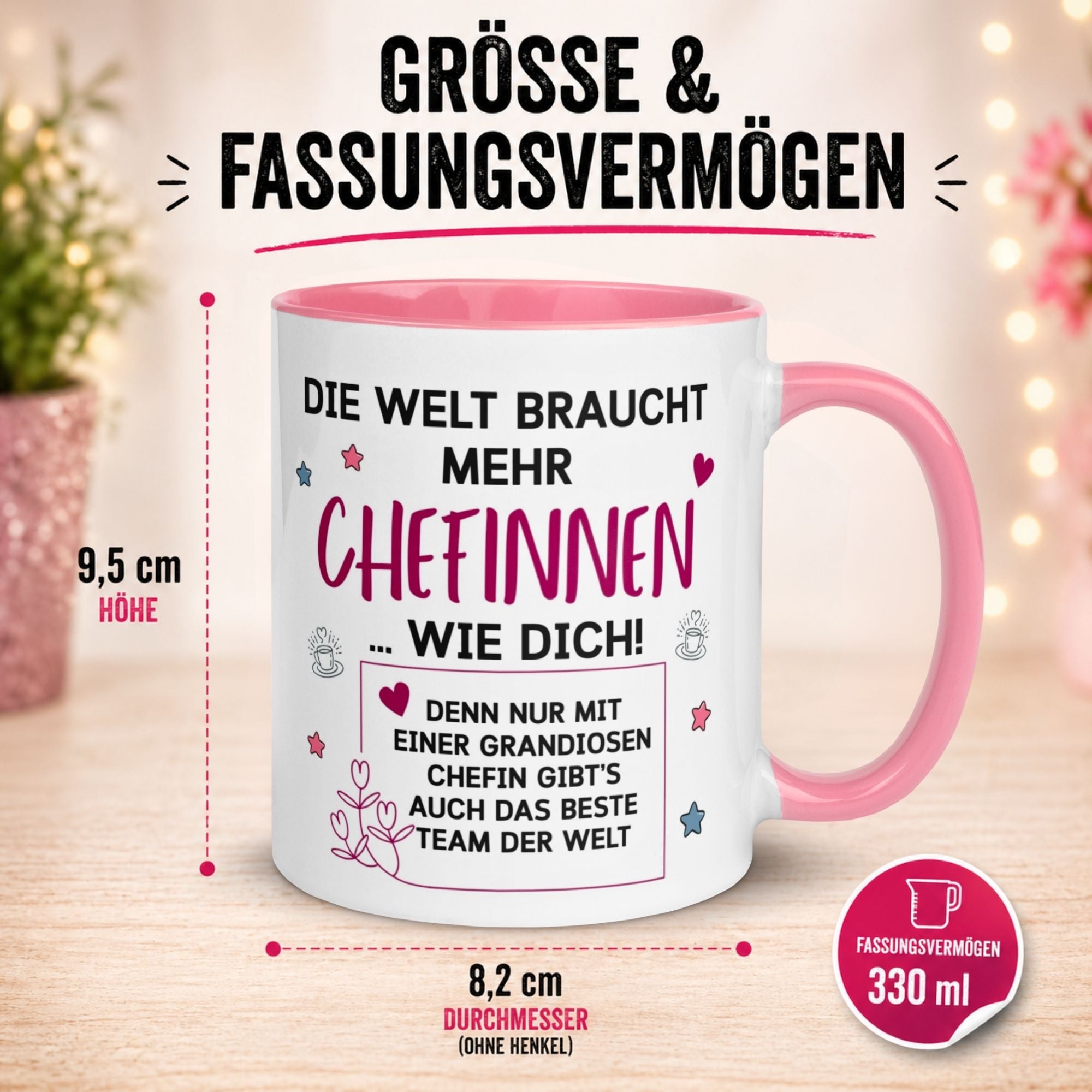 Tasse Chefin – „Die Welt braucht mehr Chefinnen wie Dich“ – Teamleiterin Geschenk Becher