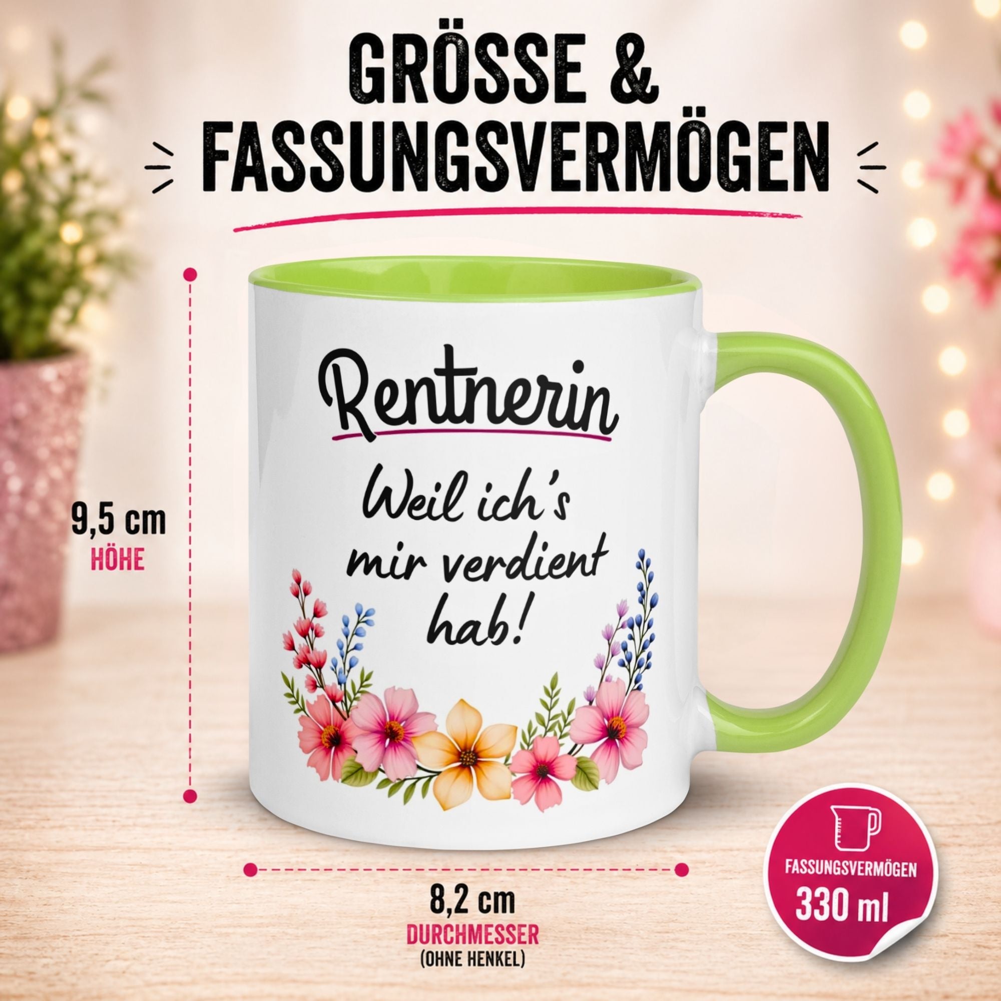 Tasse Rente Frau – „Weil ich's mir verdient hab“ – Geschenk Rentnerin Renteneintritt