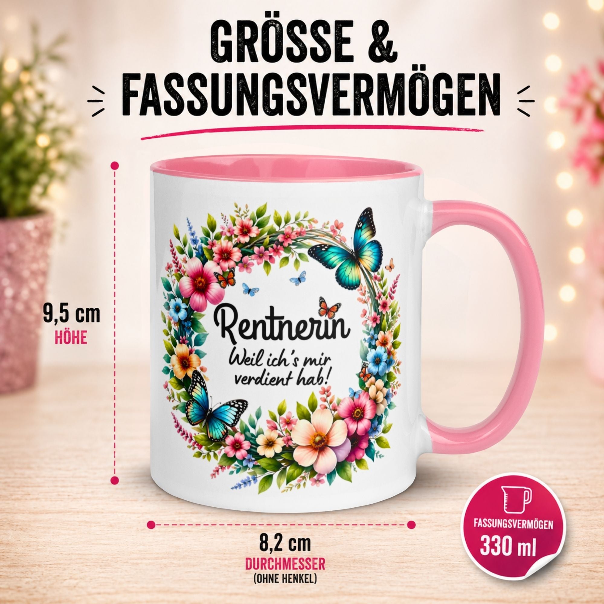 Tasse Rentnerin – „Weil ich's mir verdient hab“ – Geschenk Rente Frau